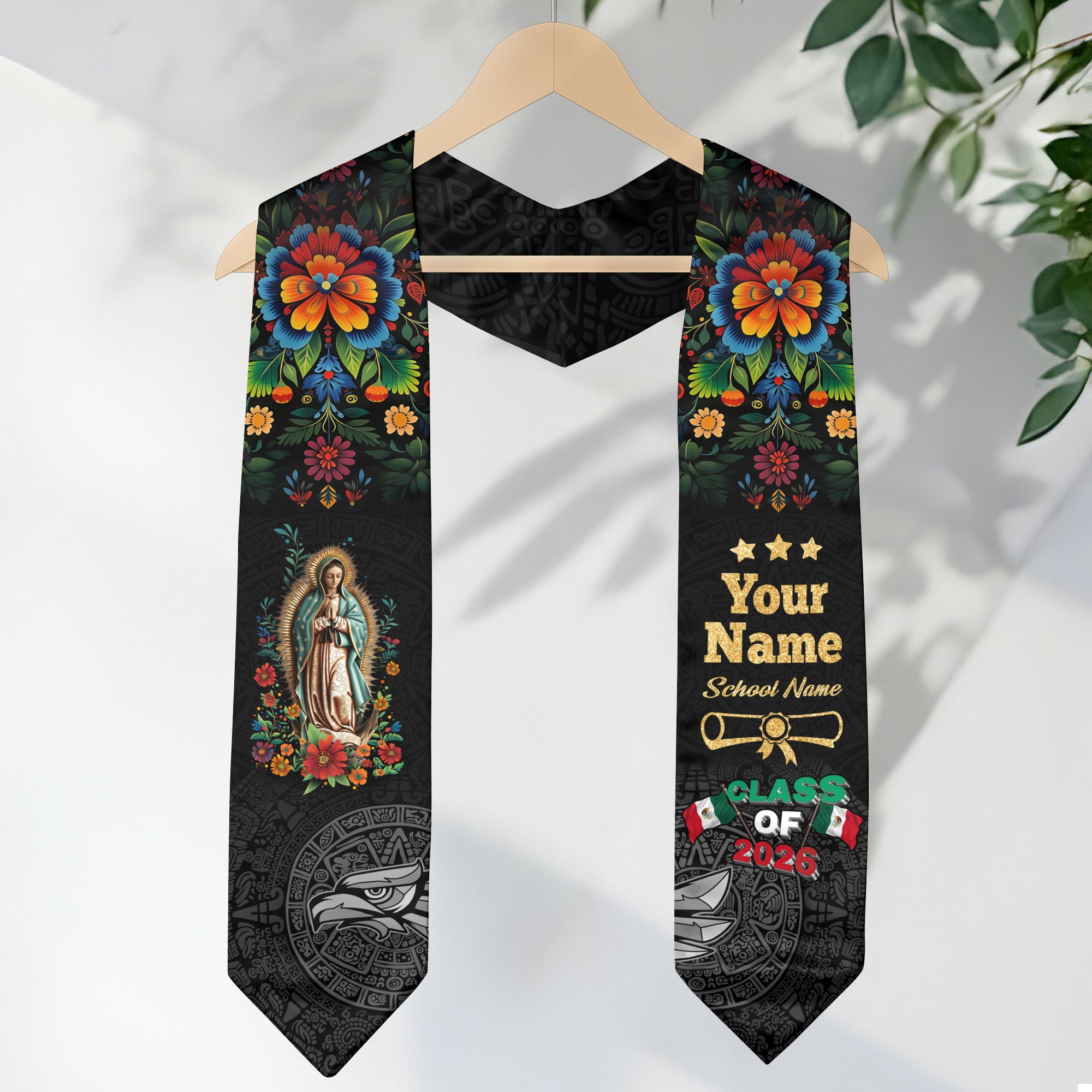 Mexico Graduation Stole 2026, Mexican Flag Sash, Class of 2026 Custom Trim for Grads