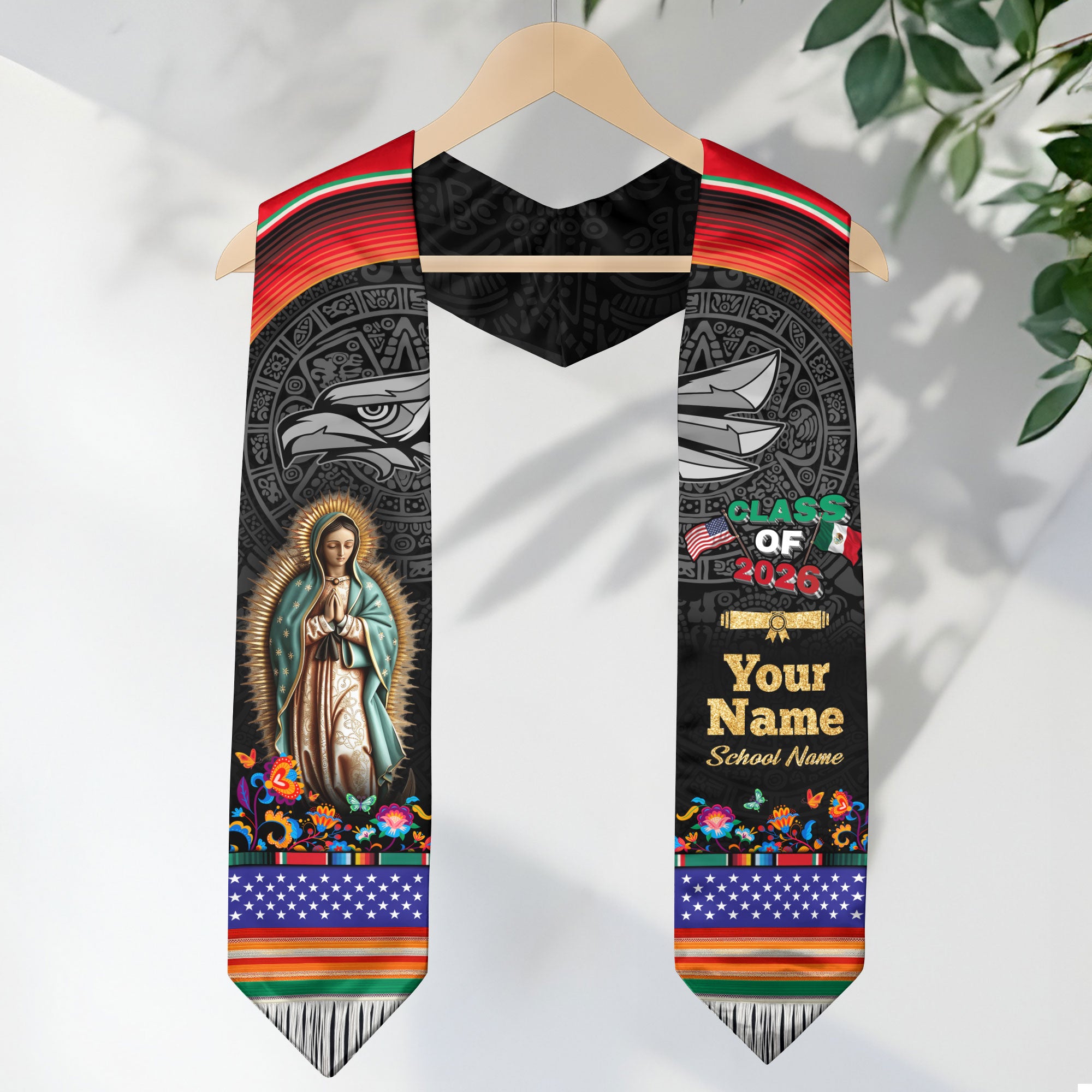 Mexican Flag Graduation Sash 2026, Mexico Stole, Custom Detail Option for Graduates