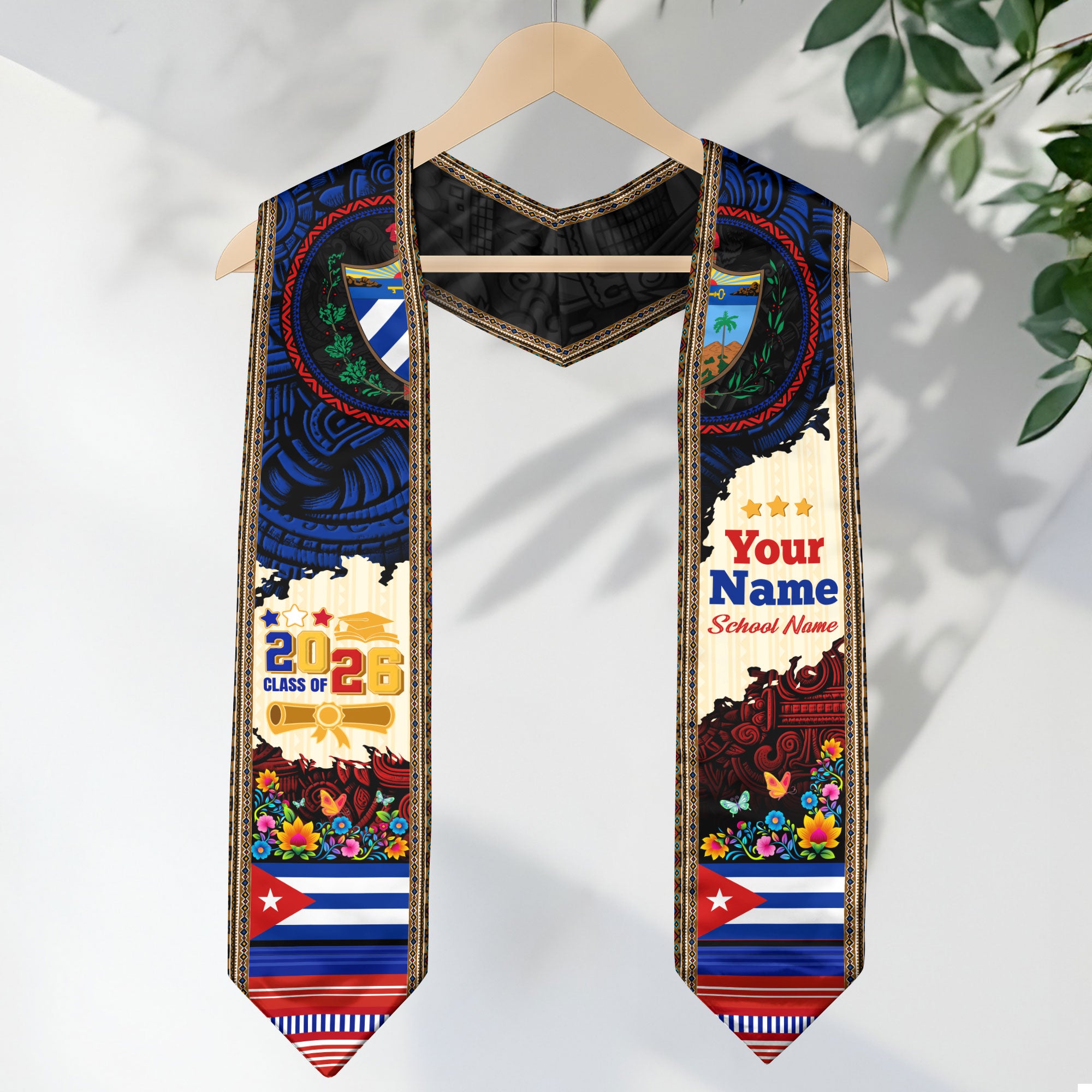 2026 Cuba Graduation Sash, Cuban Flag Stole, Unique Cuba Graduation Stole