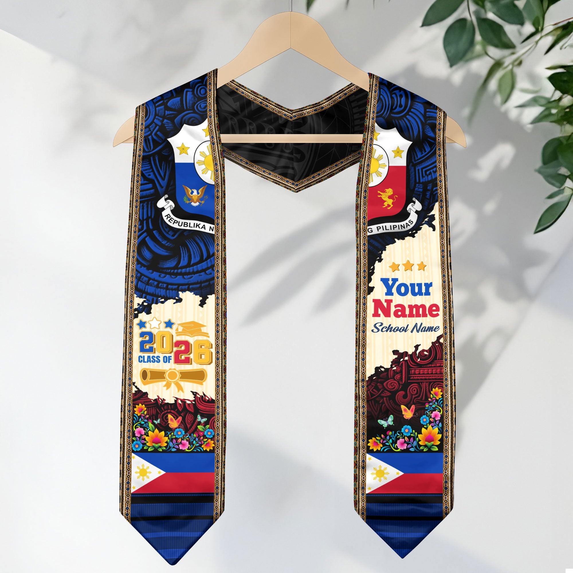 Philippines Graduation Sash 2026, Custom Stole, Philippine Flag Stole, Graduate Gift