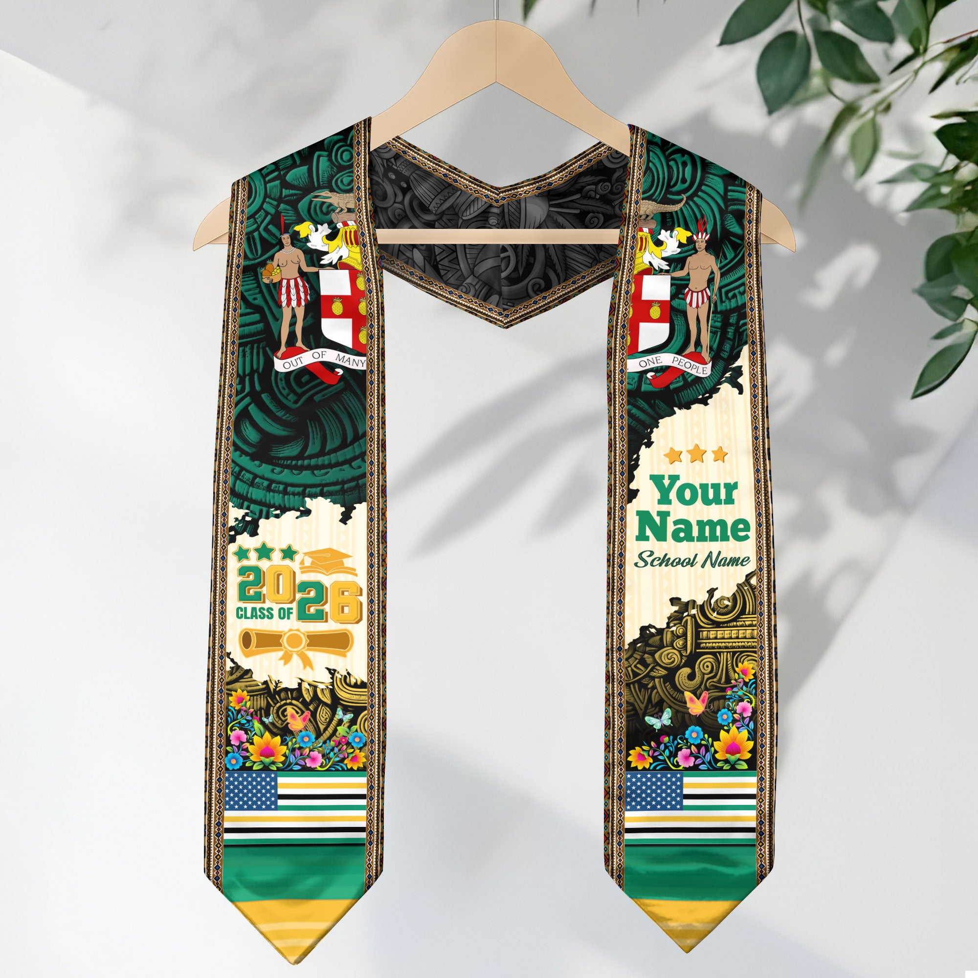 2026 Jamaican Stole, Jamaican Flag Graduation Sash, Jamaican Graduation Stole, Custom Stole