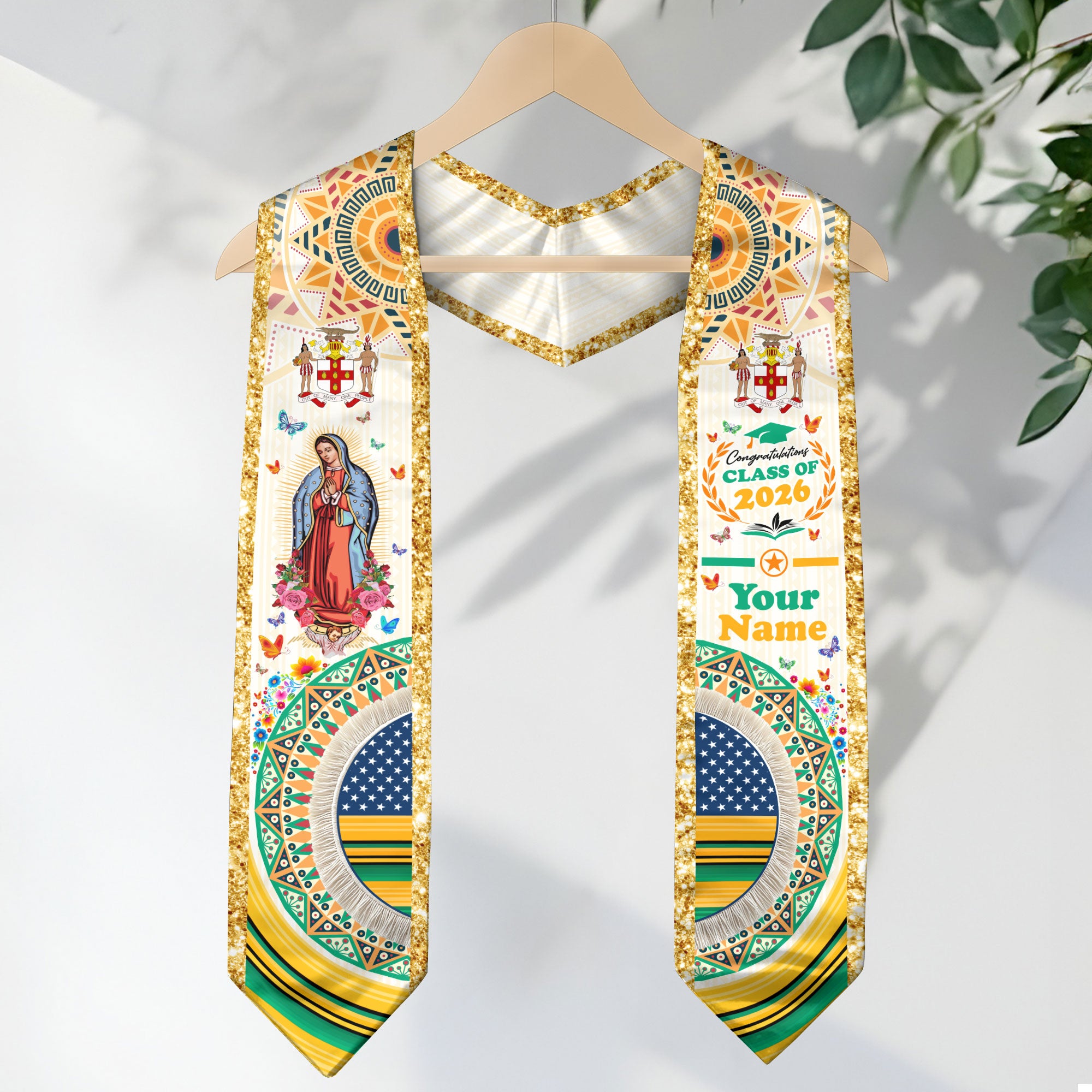 Jamaican Graduation Sash 2026, Jamaica Graduation Stole, Jamaican Flag Custom Accent