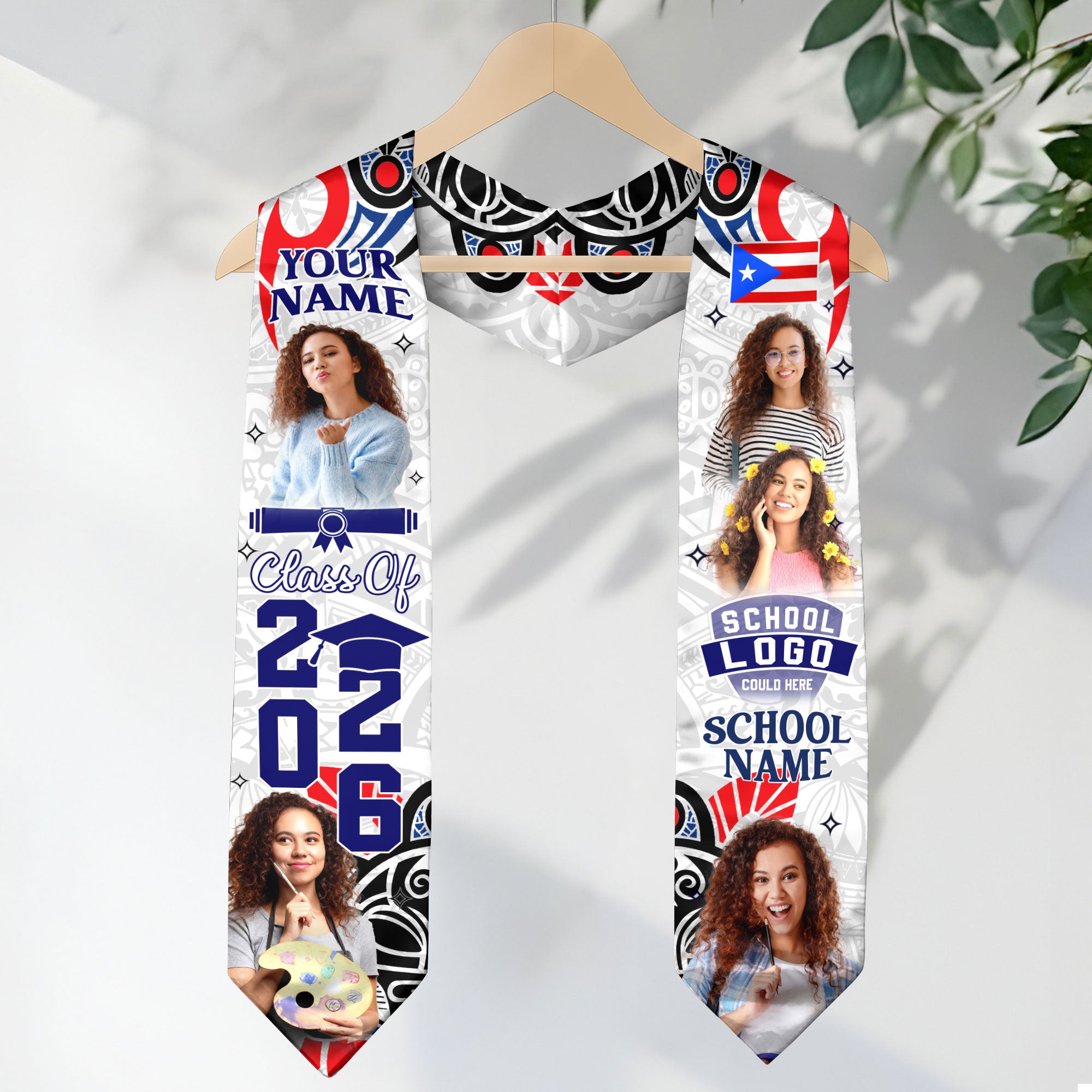 2026 Puerto Rican Flag Graduation Sash, Puerto Rico Stole, Personalized Stitching