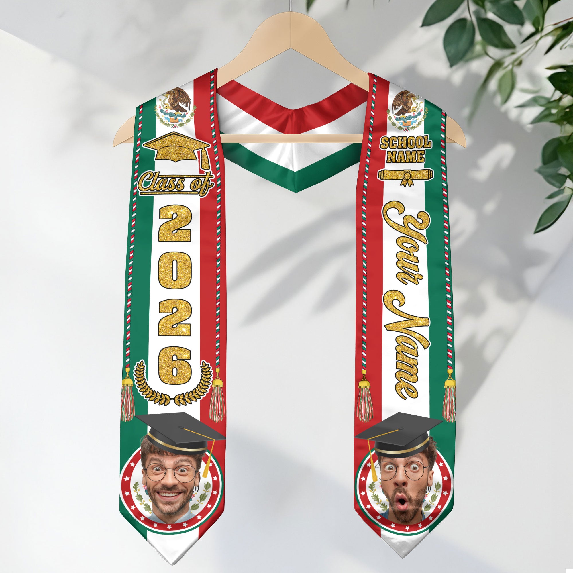 Mexican Graduation Sash 2026, Mexico Flag Stole, Signature Personalized Touch