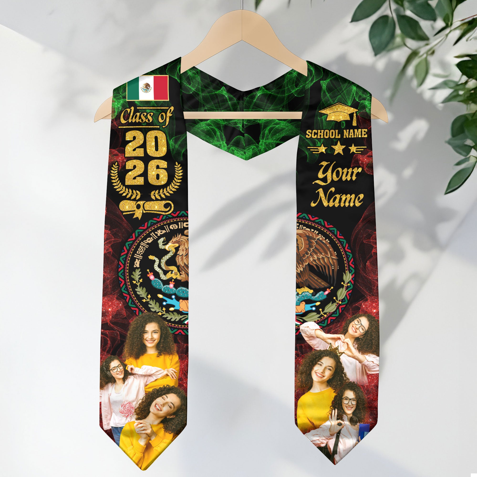 2026 Mexico Stole, Mexican Flag Graduation Sash, Crafted With Your Details