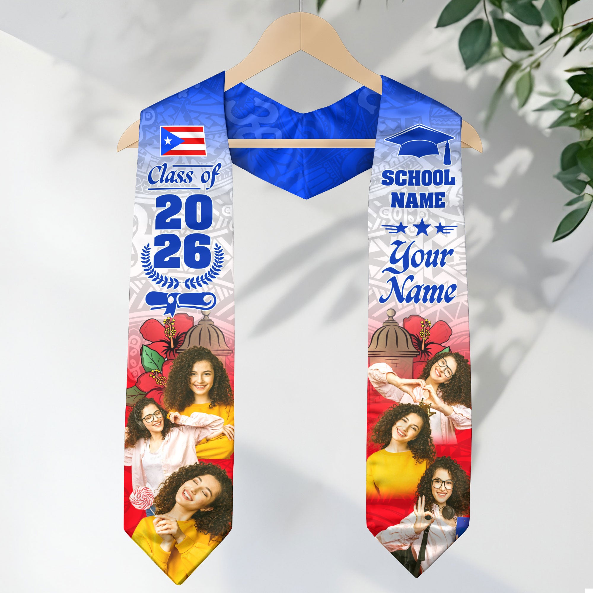 2026 Puerto Rico Graduation Stole, Puerto Rican Flag Sash, Made With Your Details