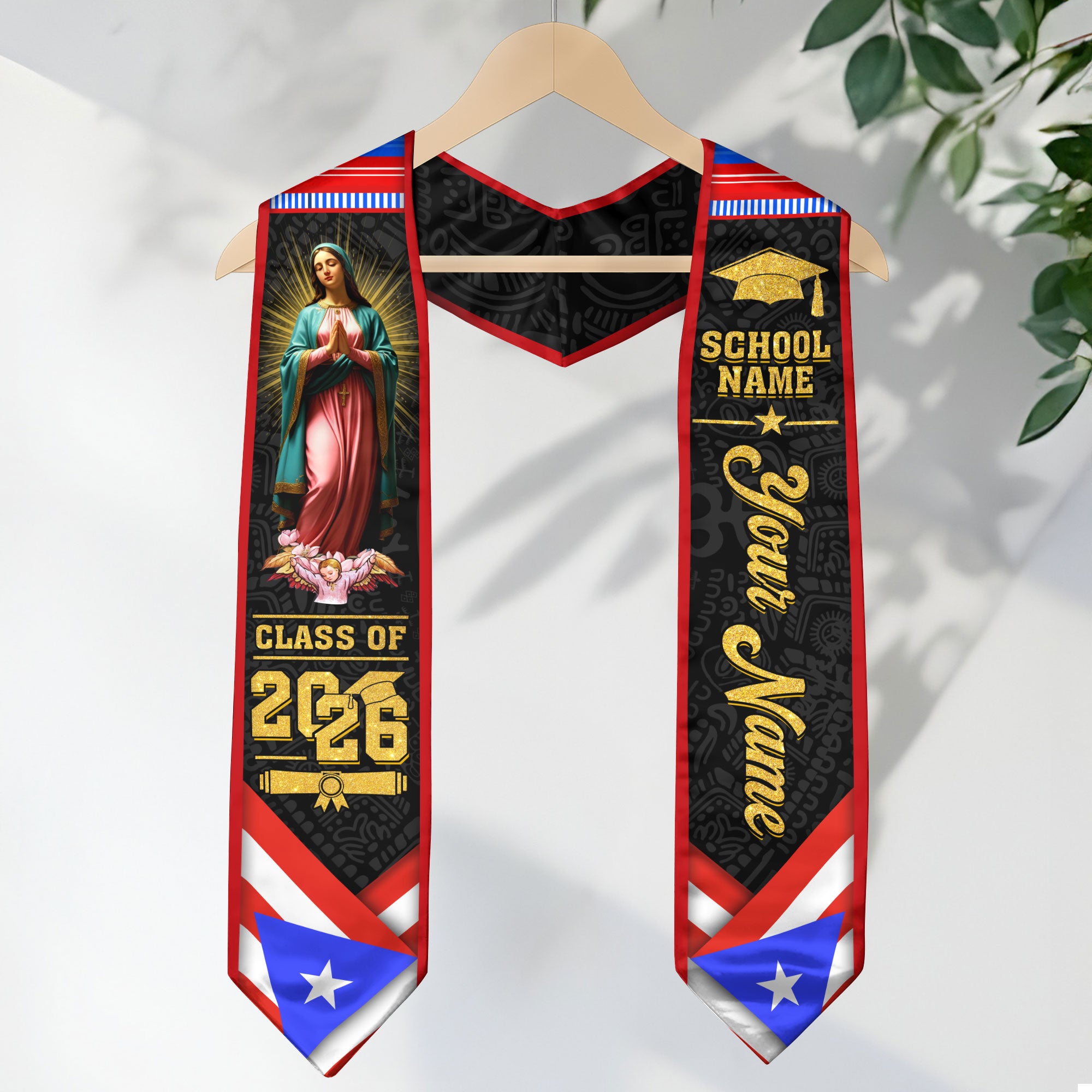 2026 Puerto Rico Stole for Graduation, Puerto Rican Flag Sash, Personal Detail for Grads