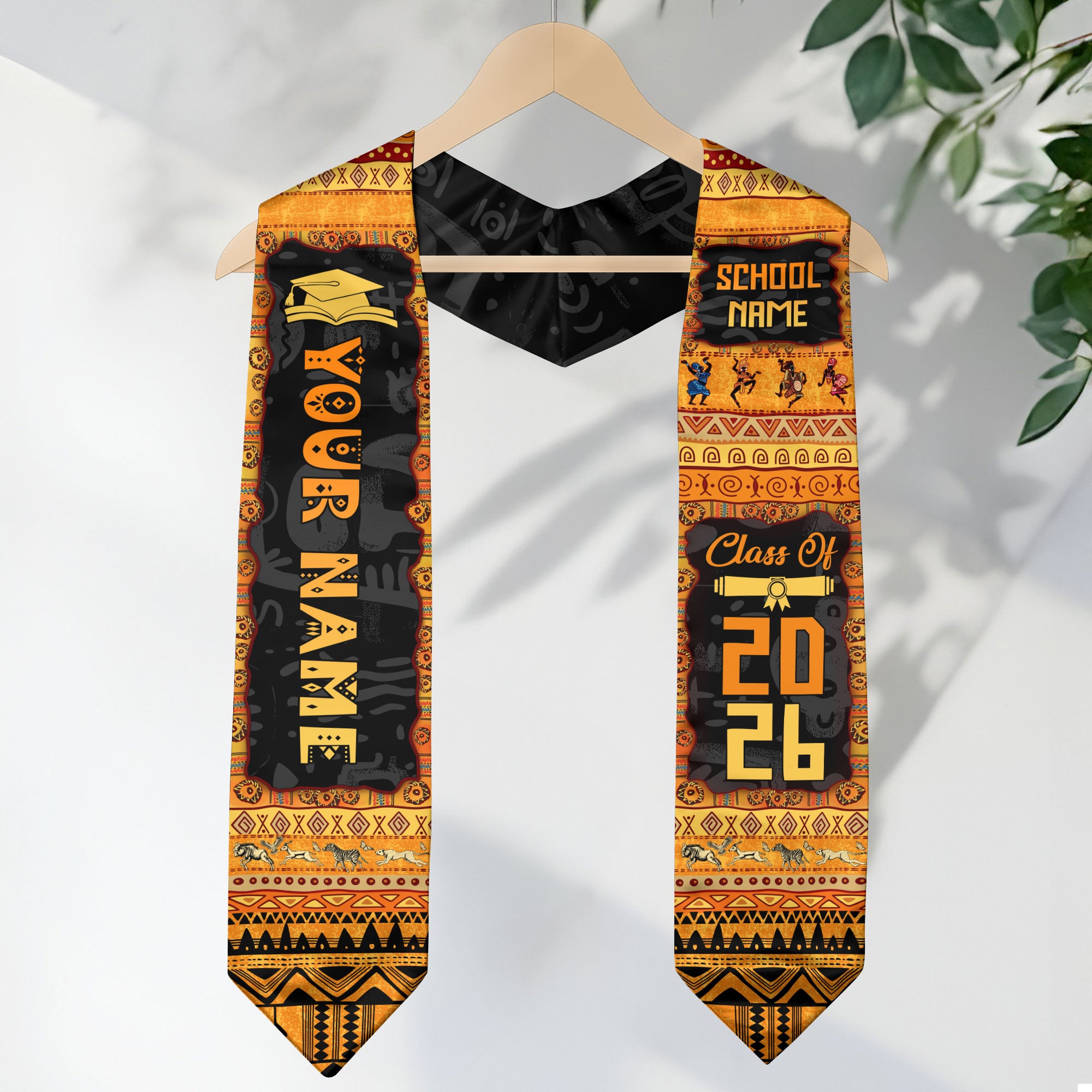 Customized African American Graduation Stole with Pan African Colors, Graduation Sash 2026