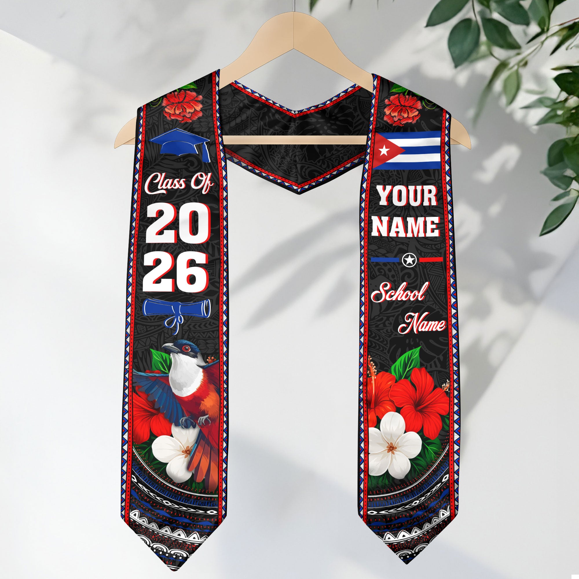 Cuba Graduation Stole 2026, Cuban Flag Graduation Sash, Custom Stole for Graduates