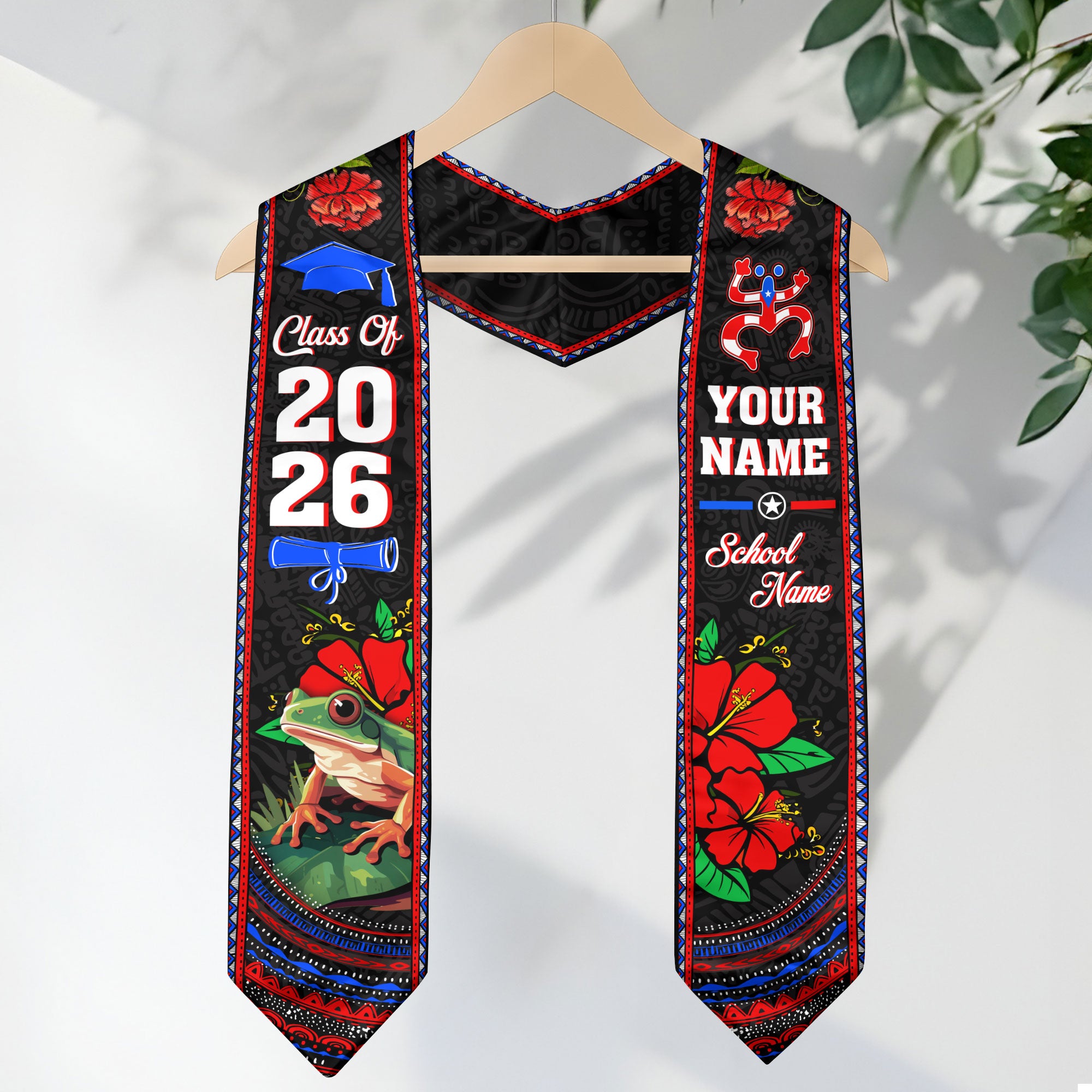 2026 Puerto Rican Flag Graduation Sash, Puerto Rico Stole for Grads, Tailored Touch