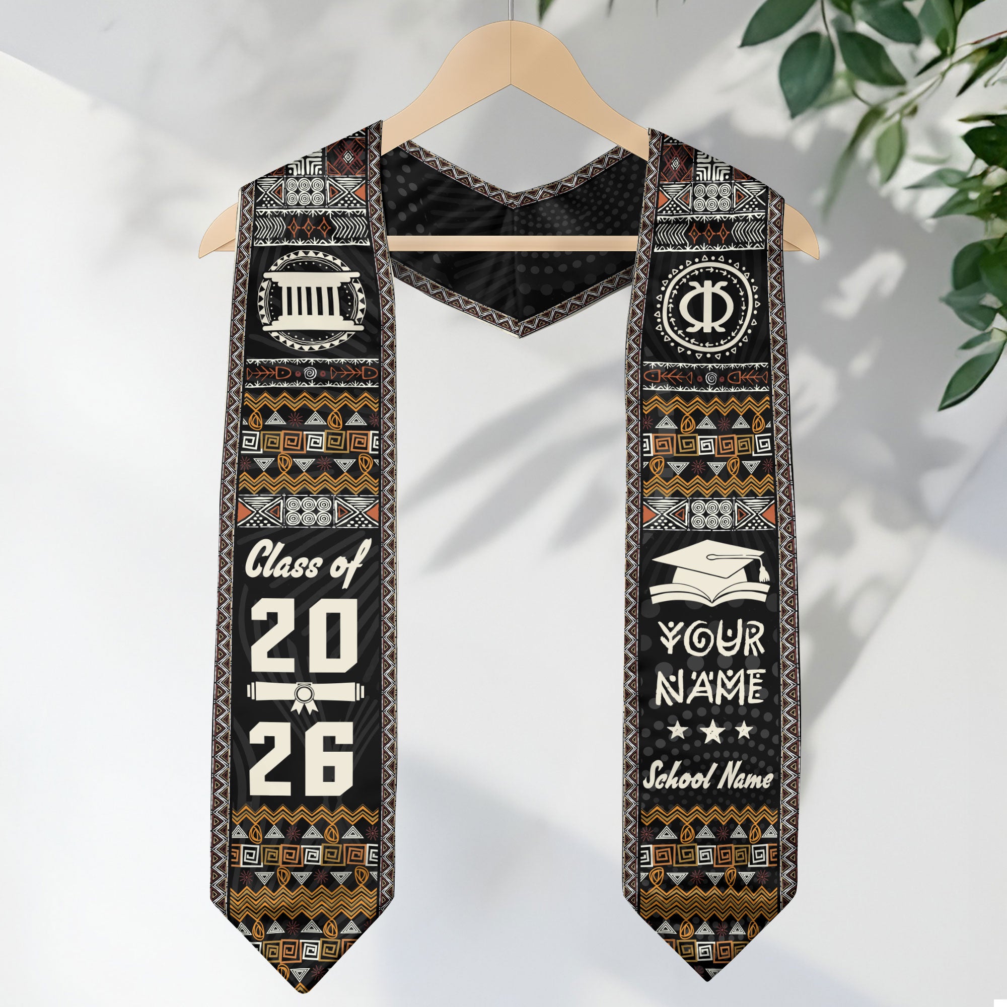Customized African American Graduation Sash with Pan African Flag Colors, Class of 2026
