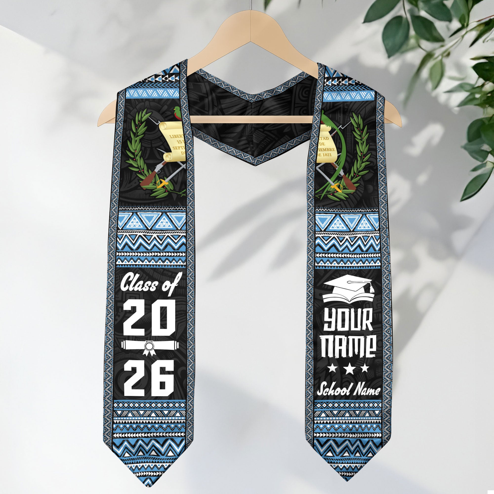 2026 Guatemala Flag Graduation Sash, Guatemala Stole for Graduation, Detail Option Available