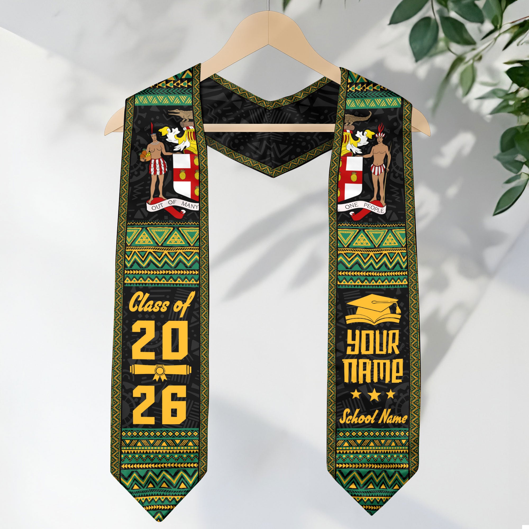 2026 Jamaican Flag Graduation Sash, Jamaica Stole for Graduation, Personalized Finish Detail