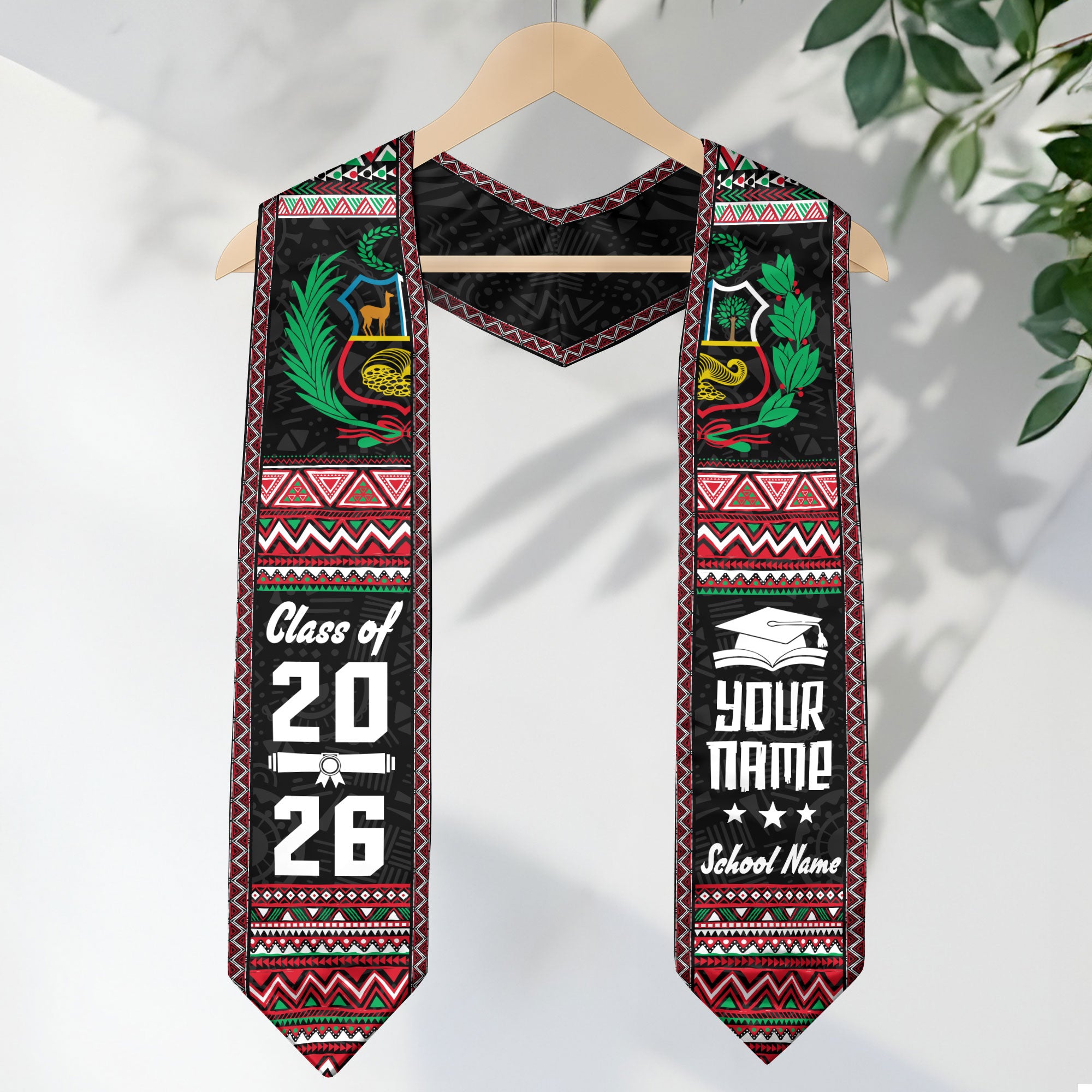 Peru Flag Graduation Sash 2026, Peru Stole, Customizable Peru Graduation Stole
