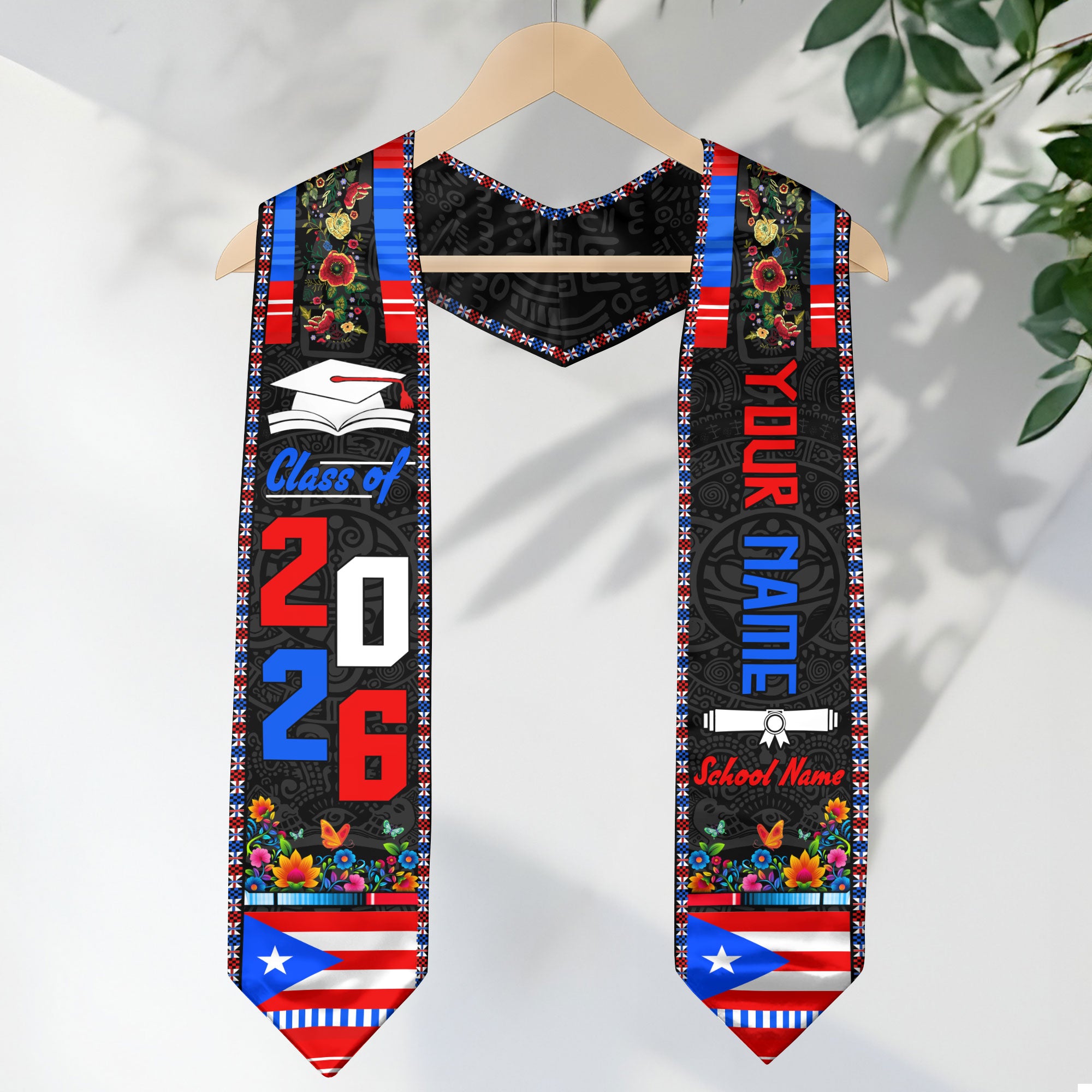 2026 Puerto Rico Stole, Puerto Rican Flag Graduation Sash, Made Just for You Style