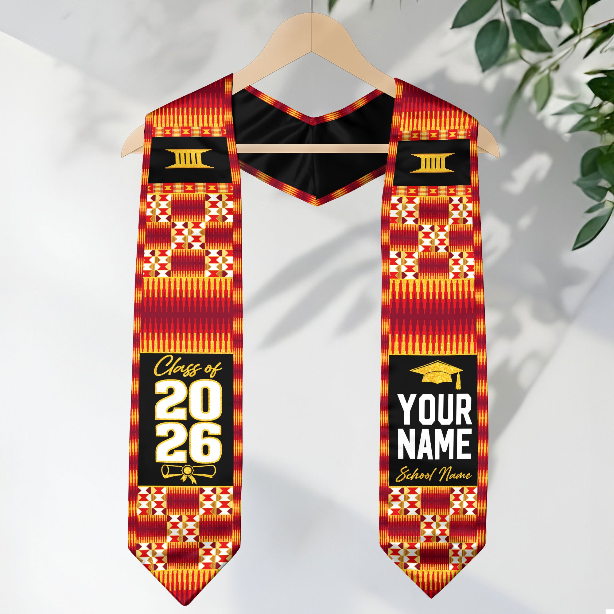 African Flag Graduation Sash 2026, Africa Graduation Stole, Customizable Detail Stole