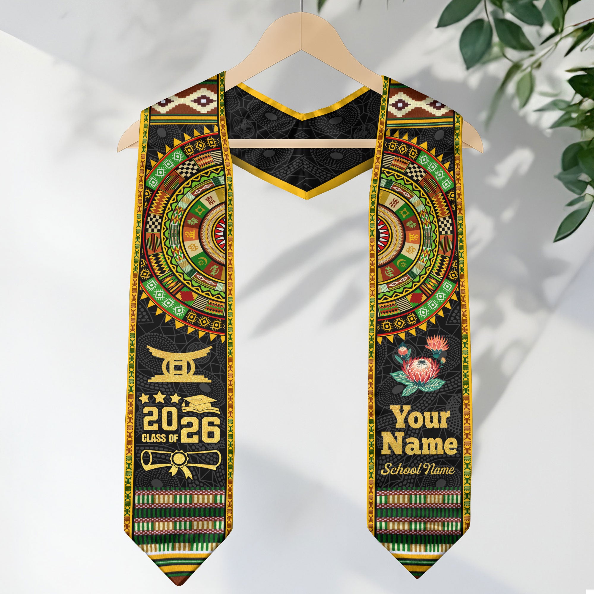 African American Flag Graduation Sash 2026, African Stole, African Graduation Stole
