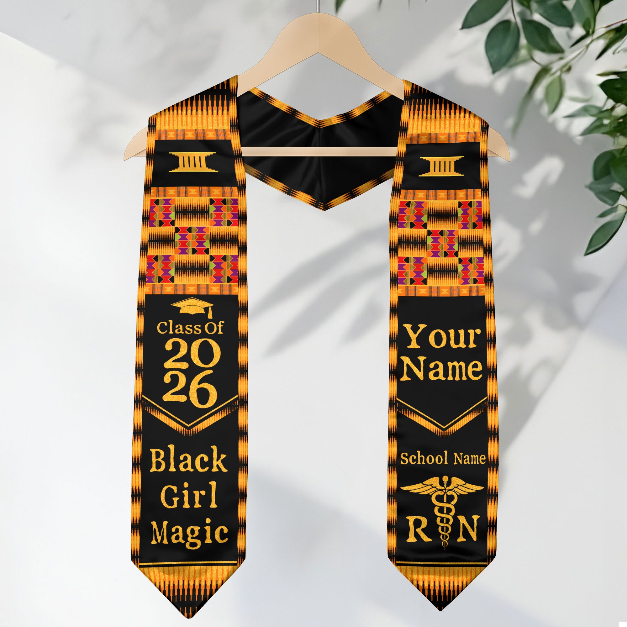 Customized African BSN Nursing Graduation Stole, RN Nurse Ceremony Sash 2026