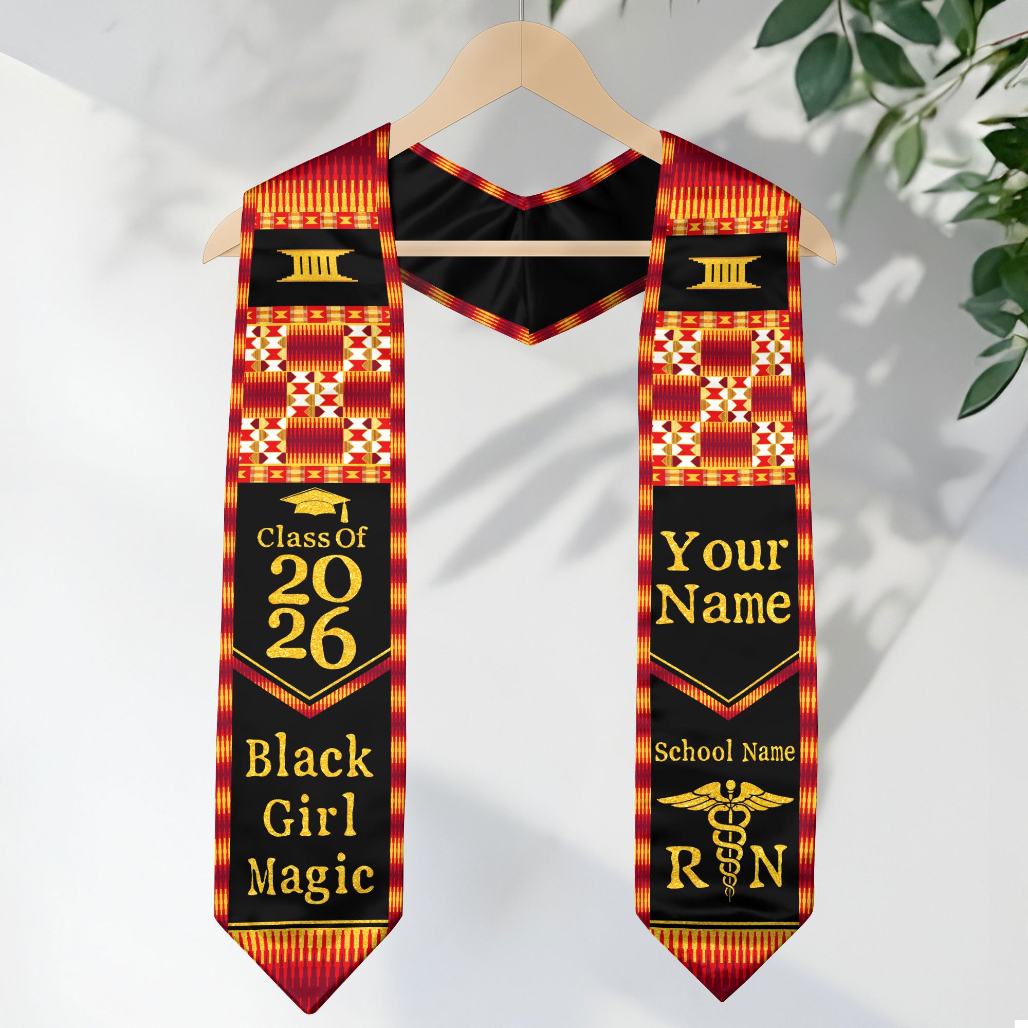 Customized African Inspired Nursing Graduation Stole for RN BSN Students, Sash 2026