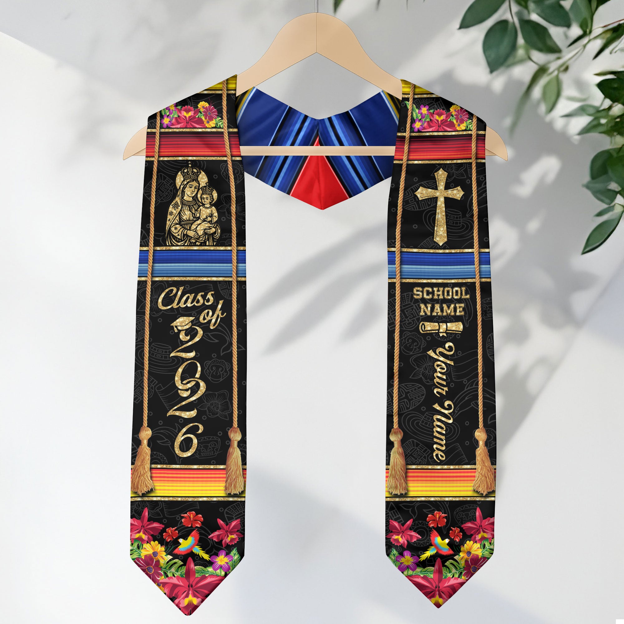 Colombian Flag Graduation Stole 2026, Colombia Sash for Grads, Personalized Trim Option