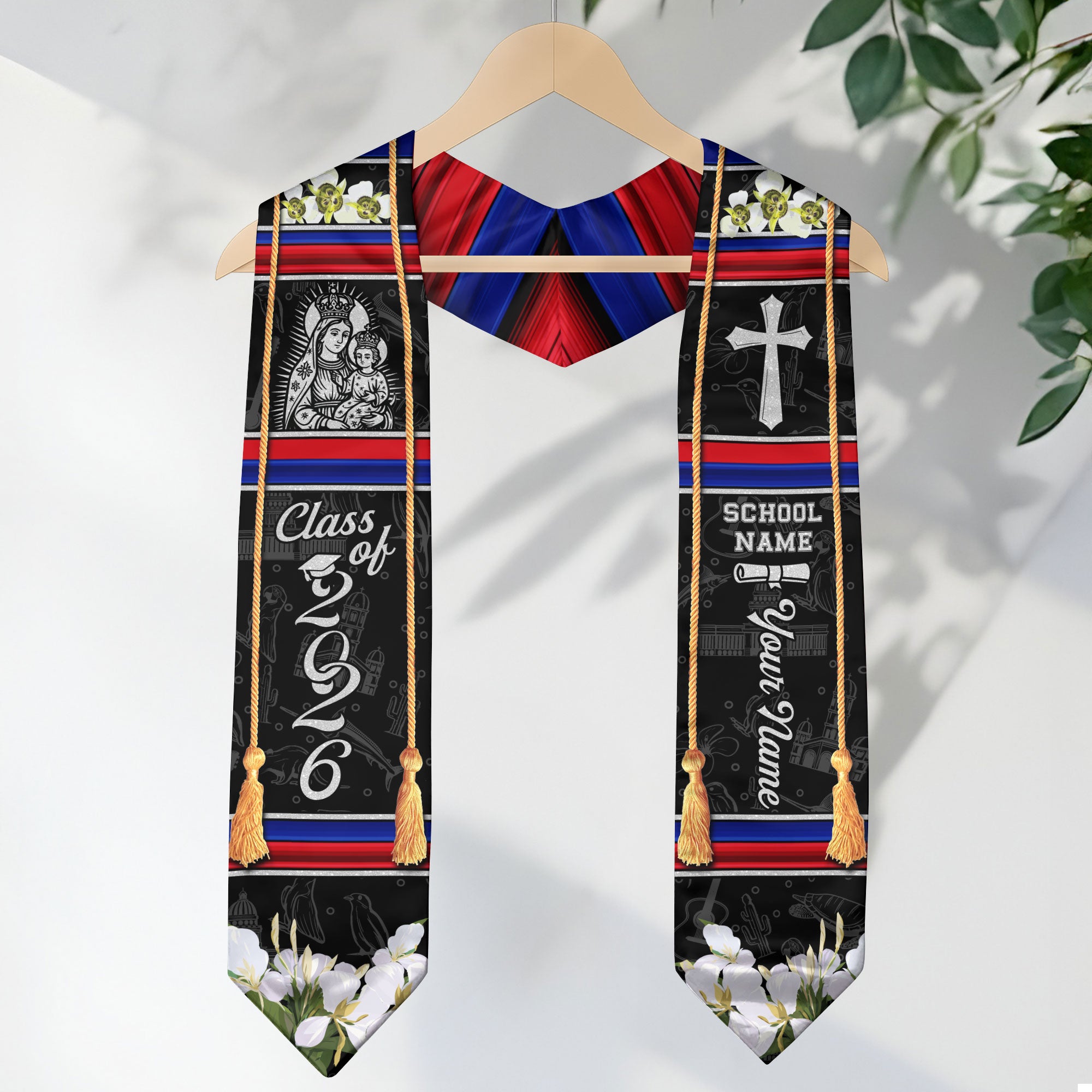 Cuba Graduation Stole 2026, Cuban Flag Sash, Tailored Detail for Class of 2026 Grads