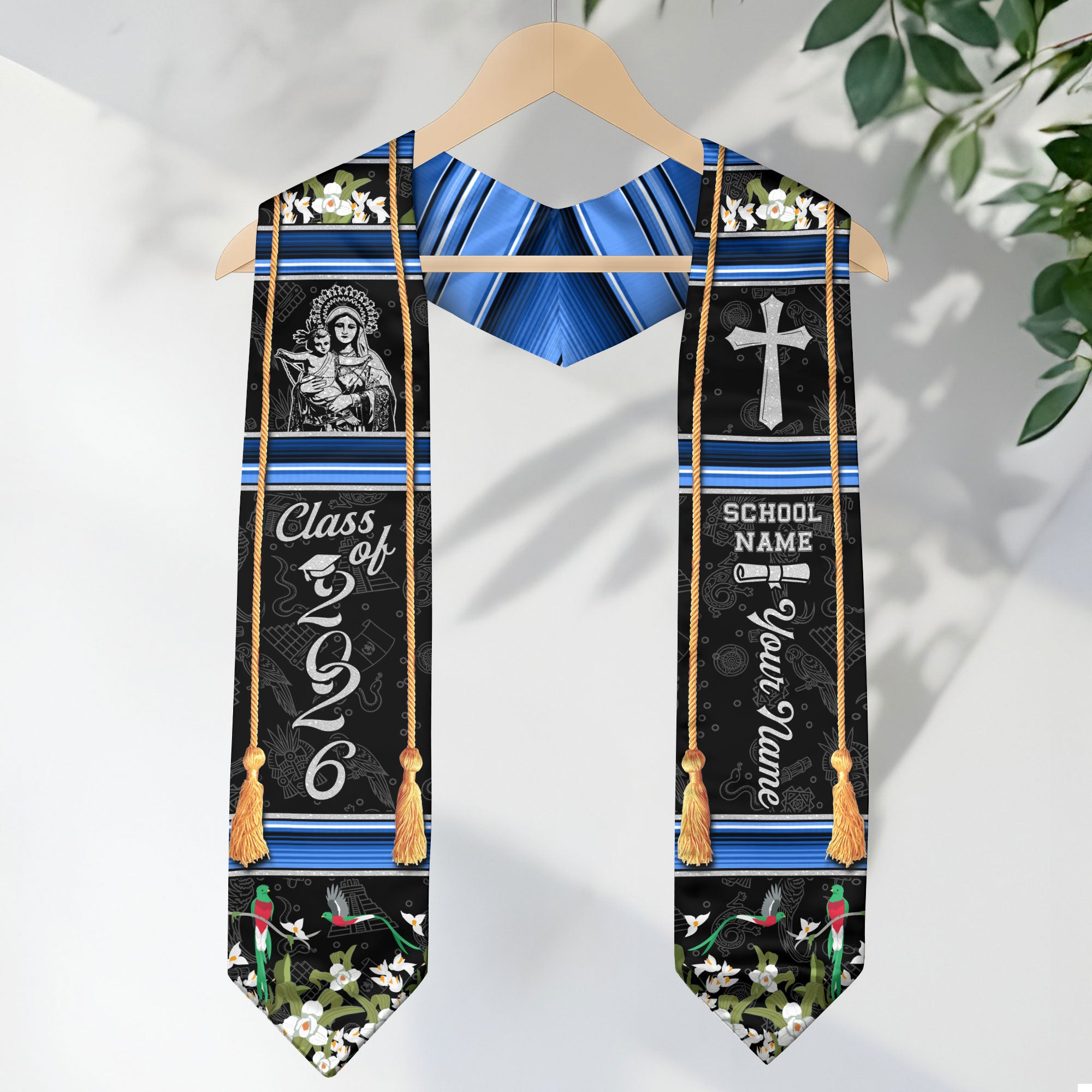 Guatemalan Flag Graduation Stole 2026, Guatemala Sash for Grads, Personalized Trim Option