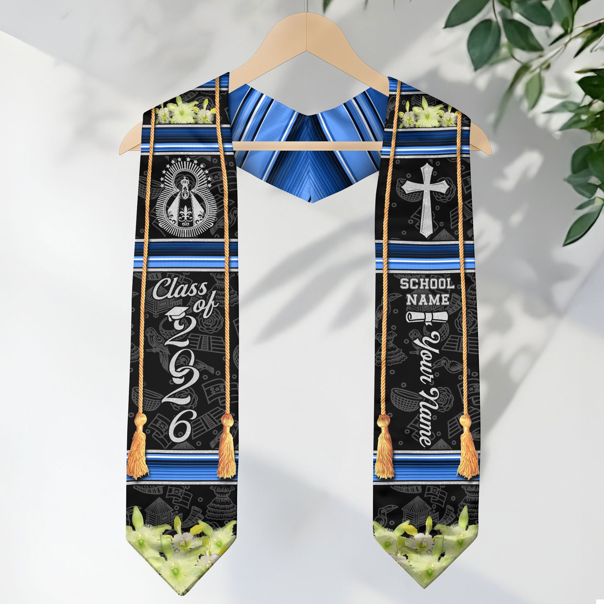 Honduran Flag Graduation Stole 2026, Honduras Sash for Grads, Personalized Trim Option