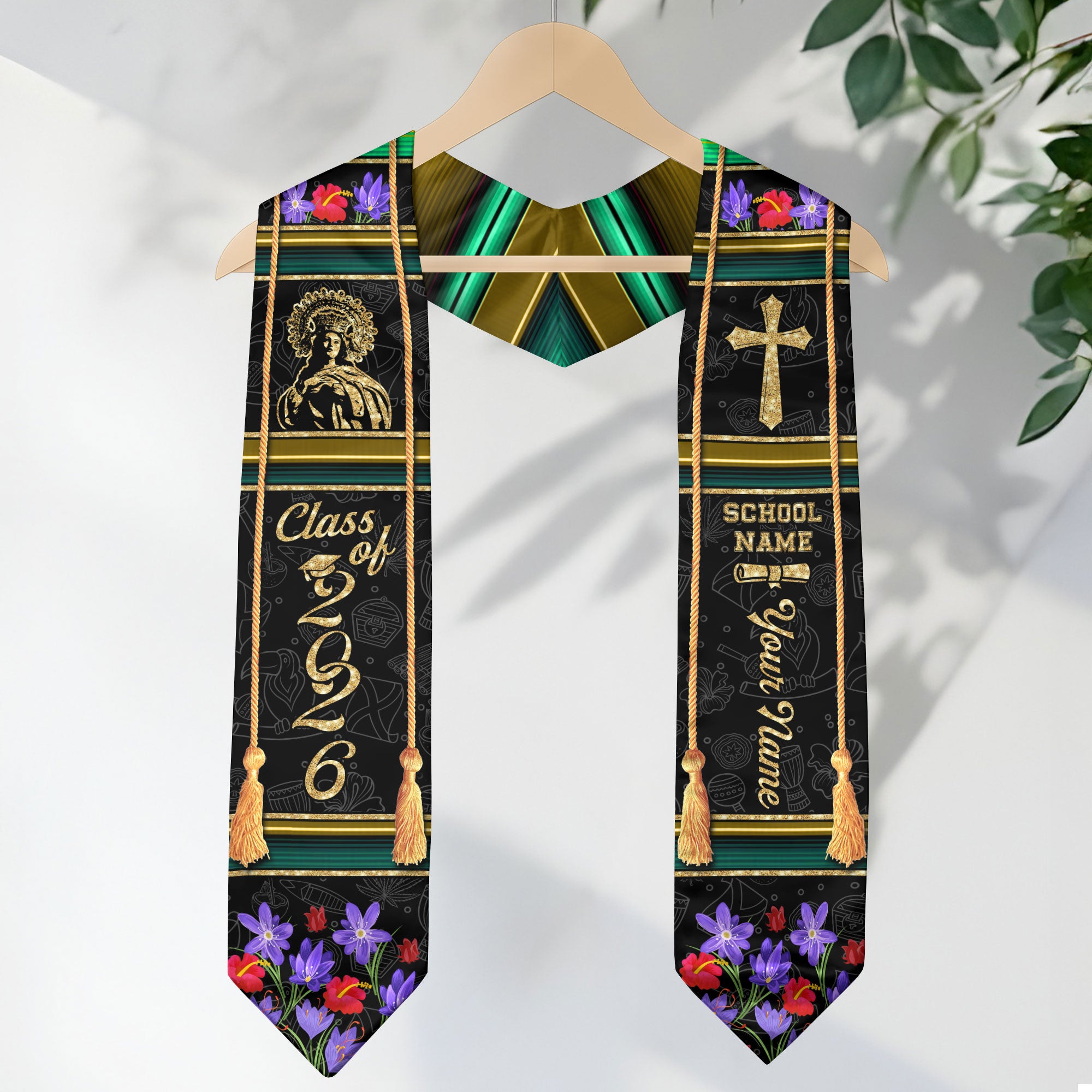 Jamaican Flag Graduation Stole 2026, Jamaica Sash for Grads, Personalized Trim Option