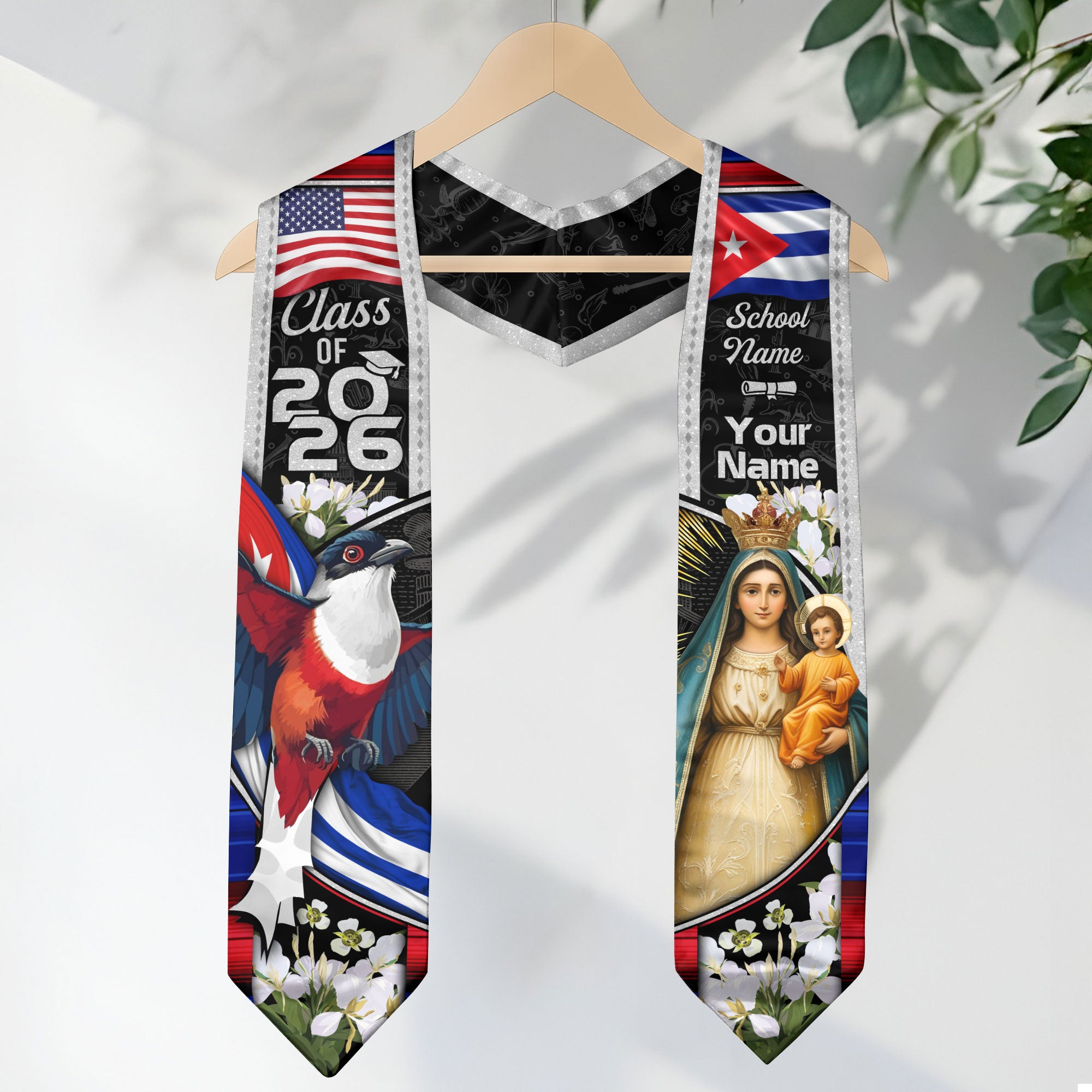 Cuban Flag Graduation Sash 2026, Cuba Stole, Signature Custom Finish for Graduates