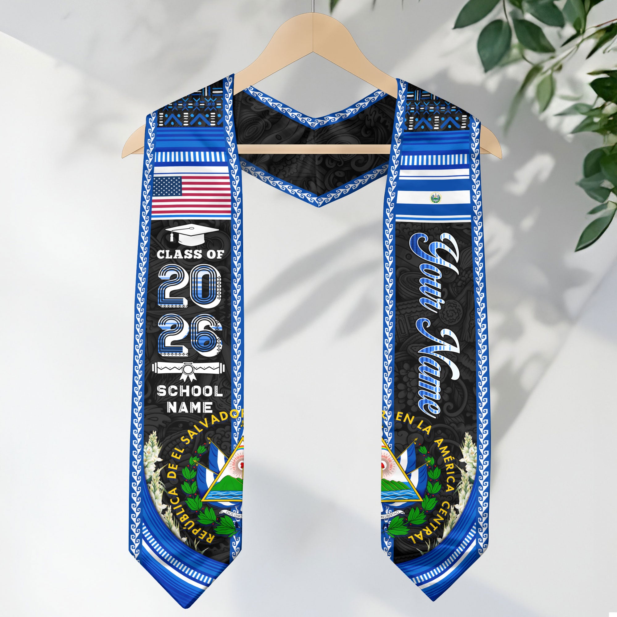 El Salvador Graduation Stole 2026, Salvadoran Flag Sash, Bespoke Touch for Class of 2026