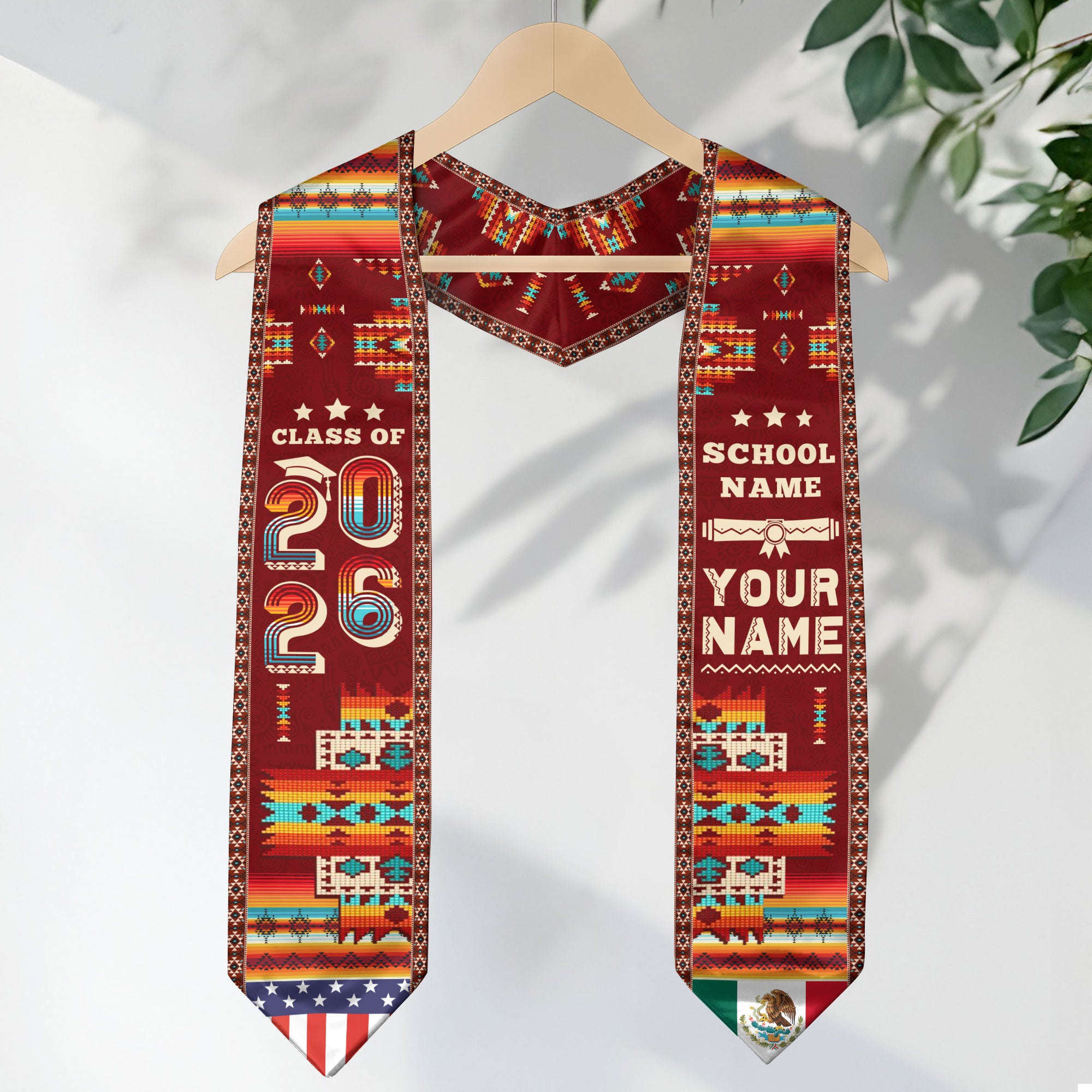 Mexico Graduation Stole 2026, Mexican Flag Sash, Custom Accent for Class of 2026 Grads