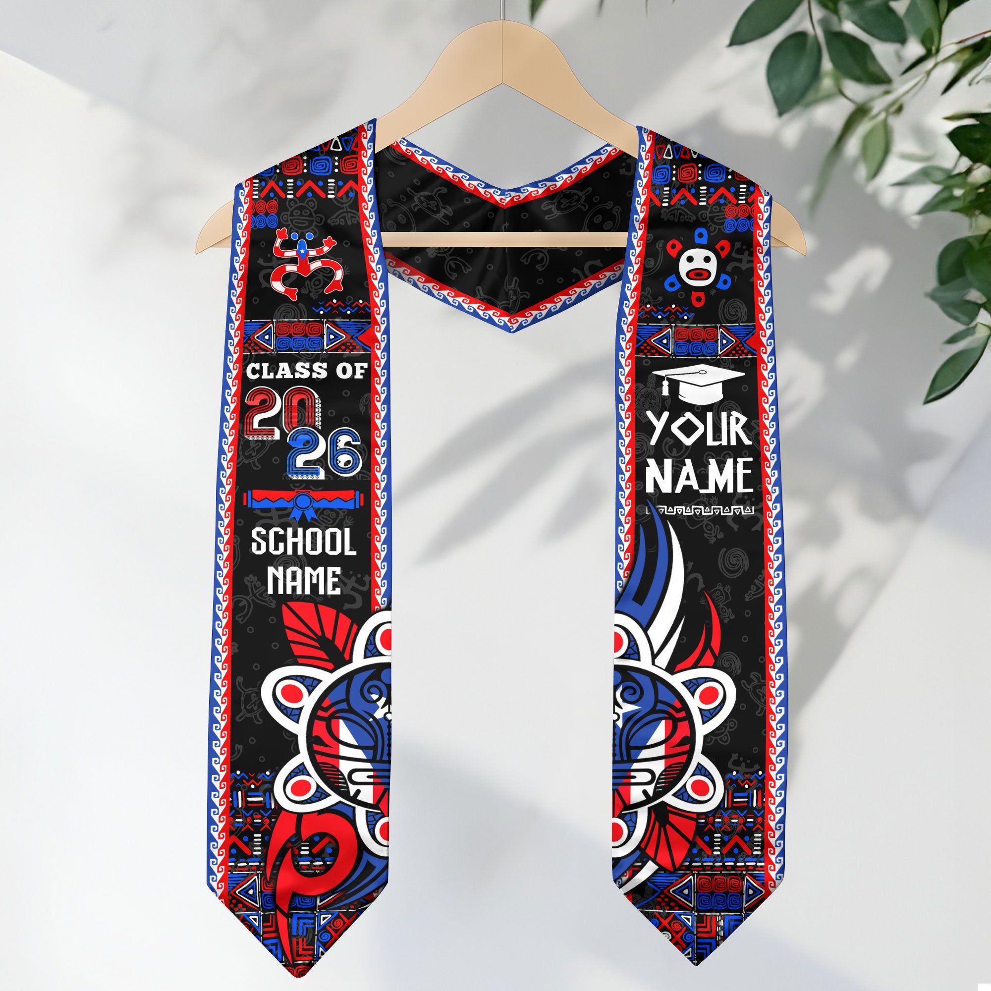 Puerto Rico Graduation Stole 2026, Puerto Rican Flag Sash, Tailored Detail for Class of 2026