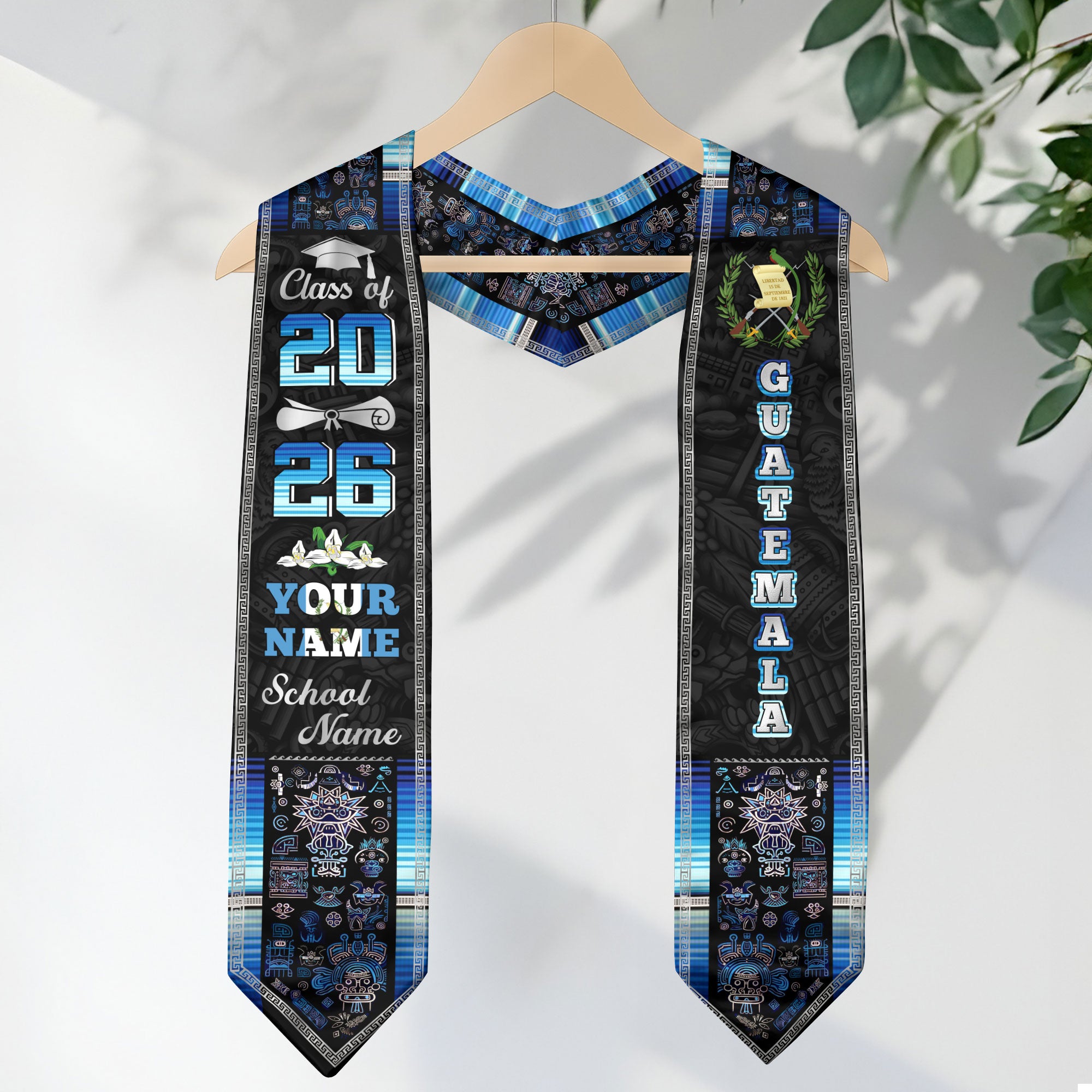 Guatemalan Flag Graduation Sash 2026, Guatemala Graduation Stole, Tailored Detail Grads