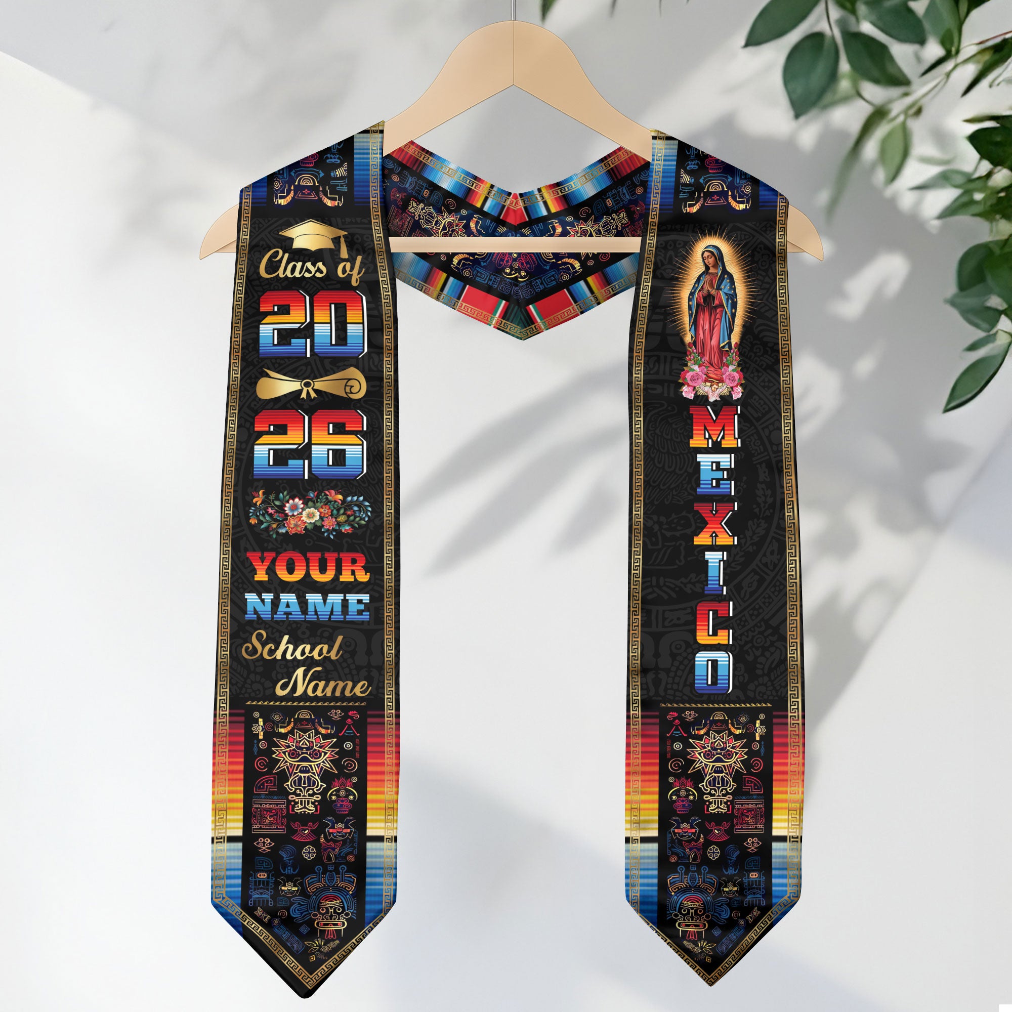 Mexican Flag Graduation Stole 2026, Mexico Grad Sash, Custom Detail Option for Grads