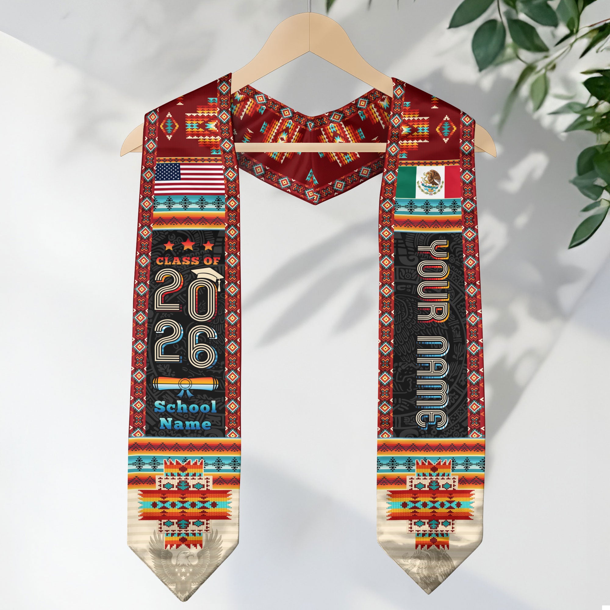 Mexican Graduation Sash 2026, Mexico Graduation Stole, Flag Custom Finish for Graduates