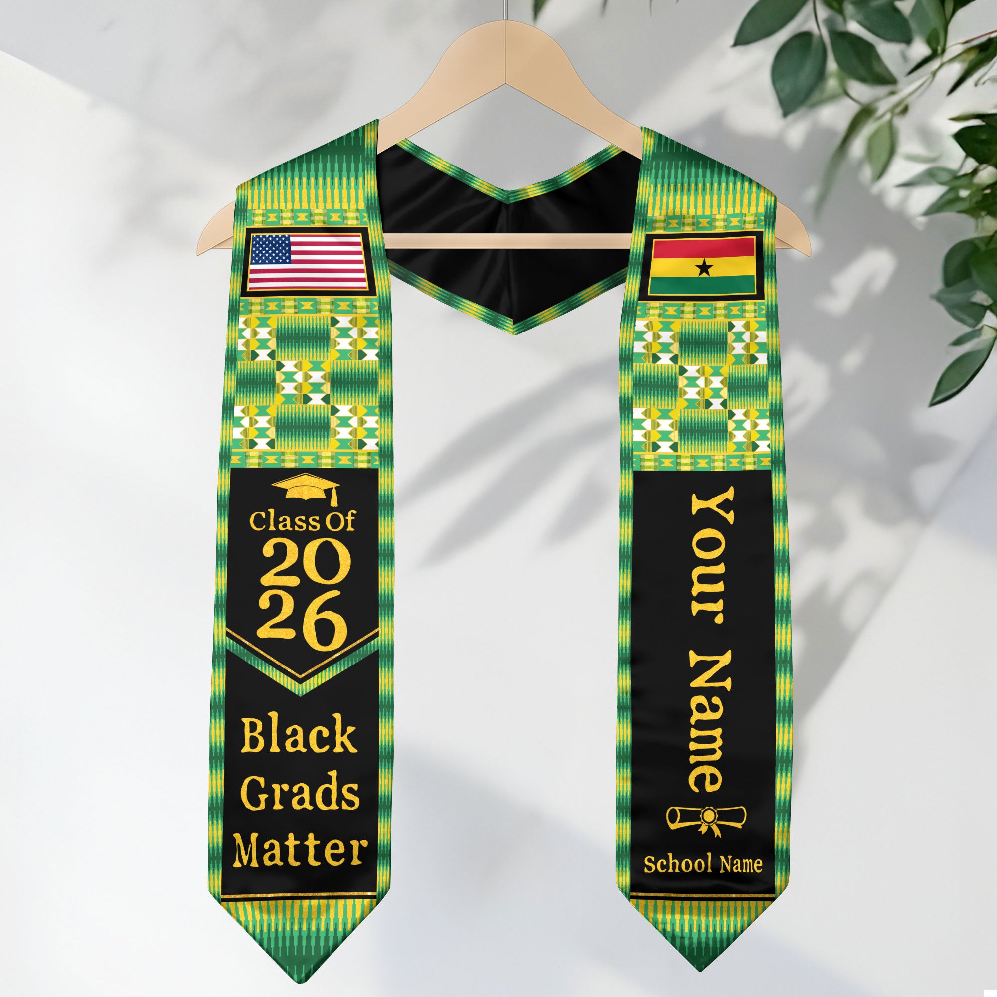 Customized Graduation Stole Ghana with National Flag Inspired Style, Graduation Sash for Class of 2026