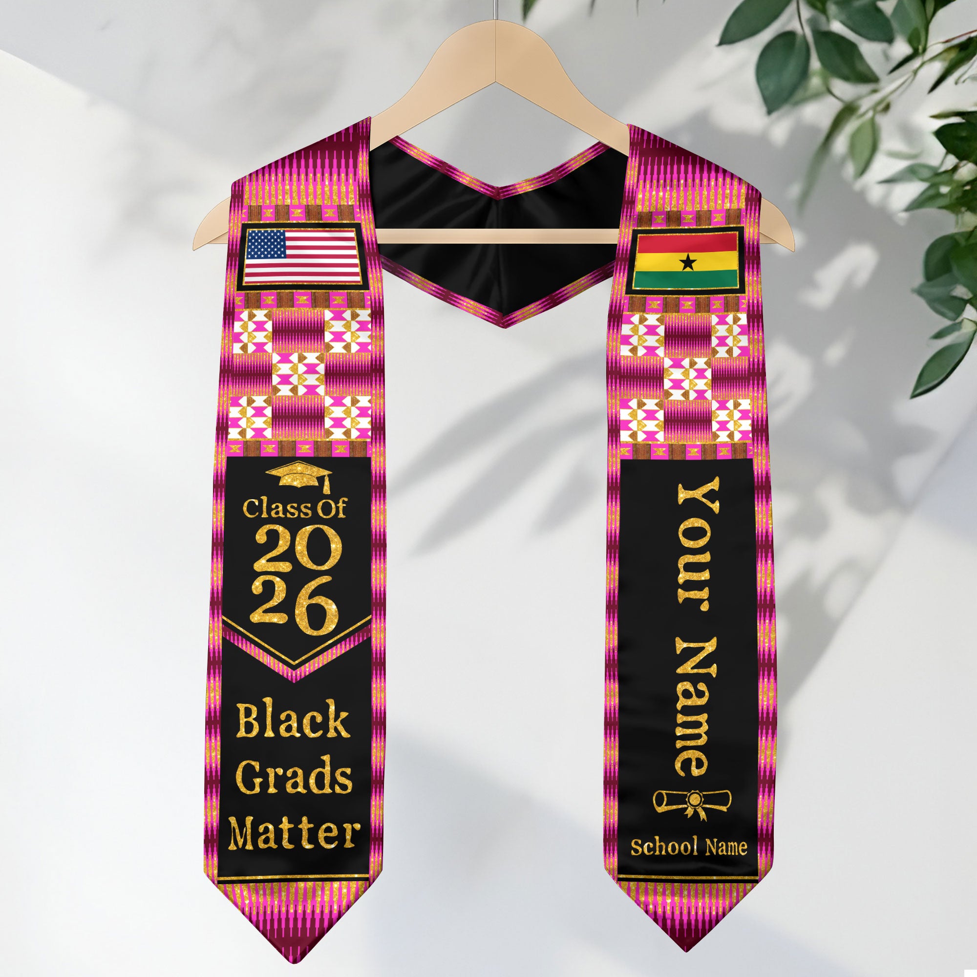 Customized Ghana Graduation Sash with Traditional Flag Motif, Ceremony Stole for Class of 2026