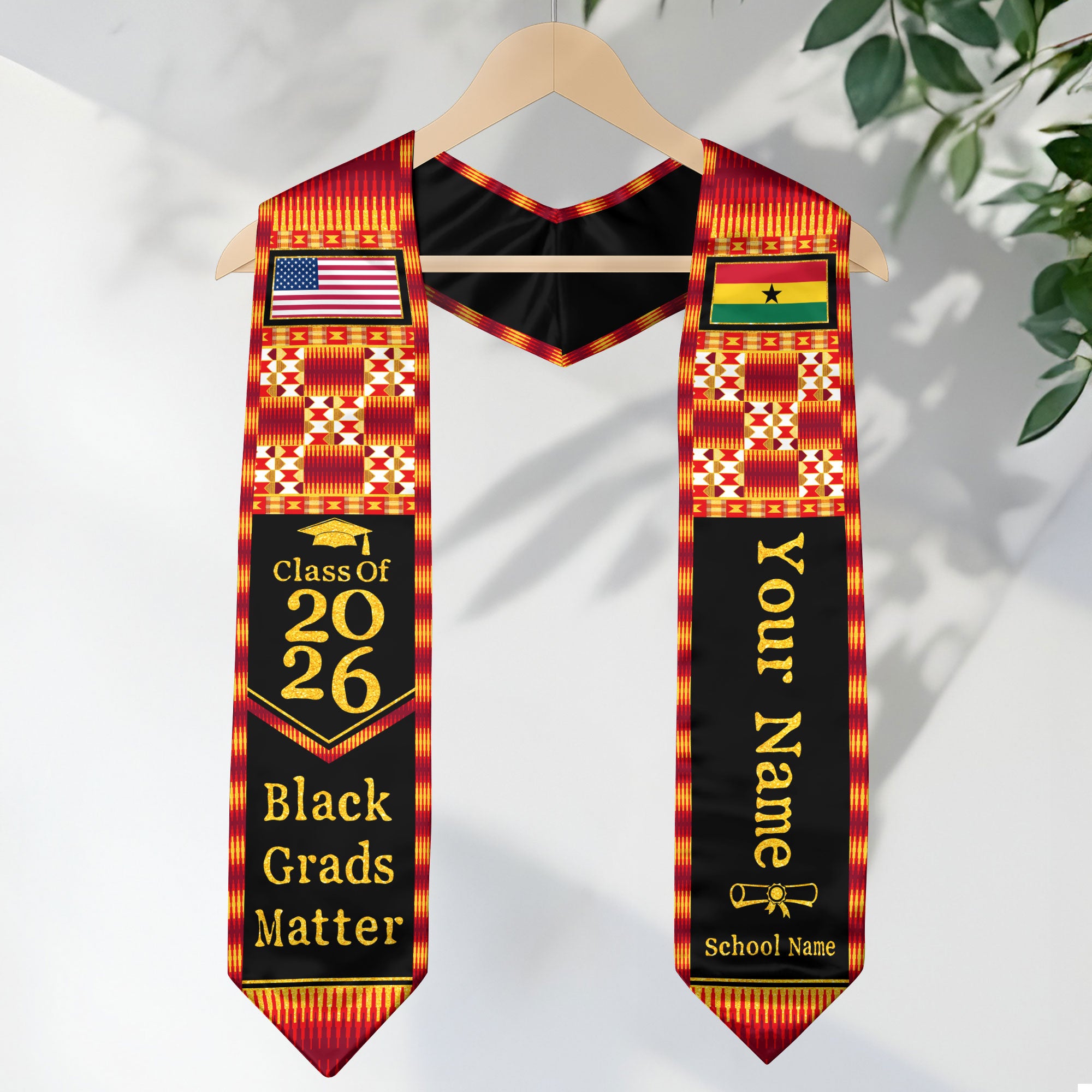 Customized Ghana Graduation Stole Highlighting Flag Identity Design, Graduation Sash Class of 2026