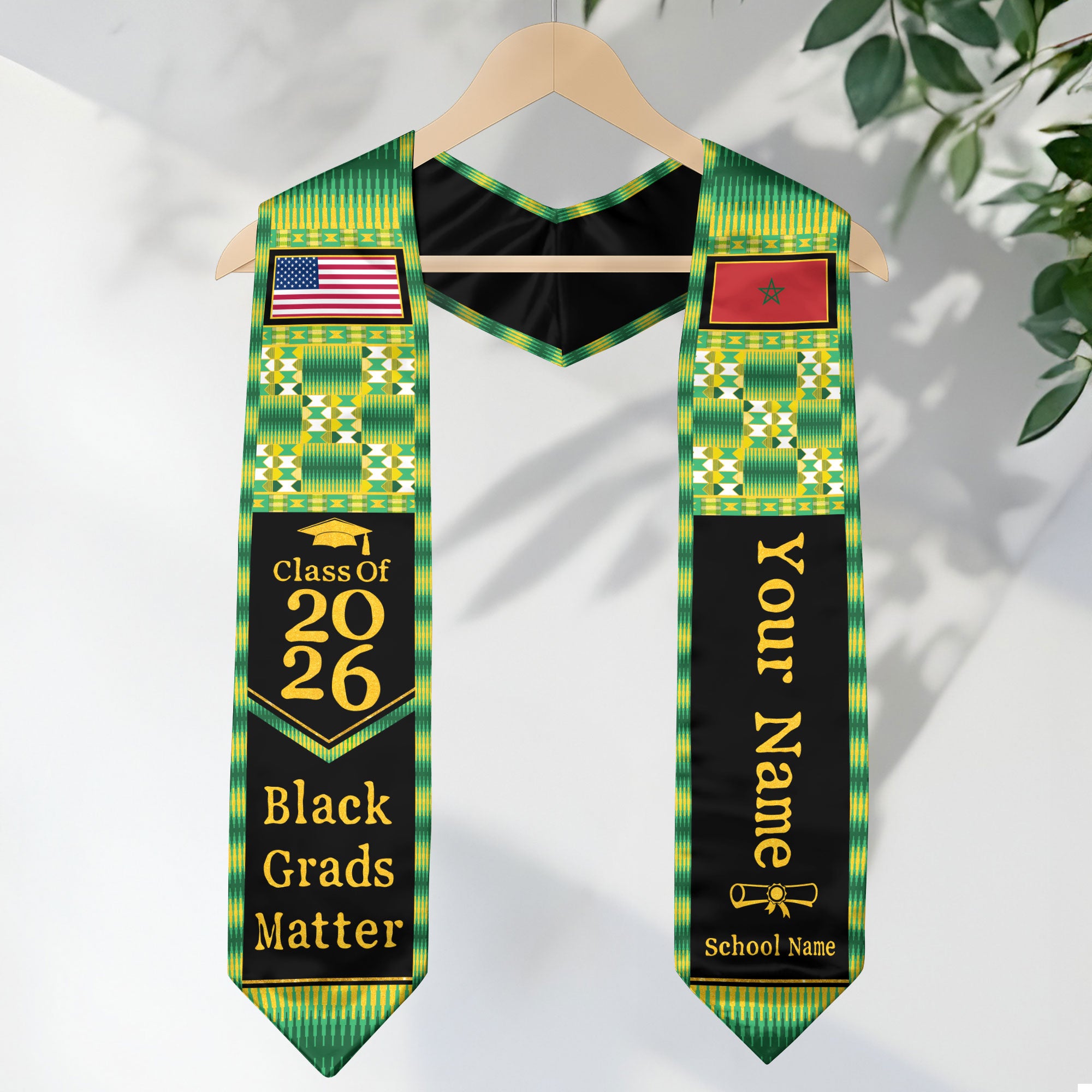 Customized Moroccan Graduation Stole Featuring National Flag Inspired Style, Graduation Sash for 2026