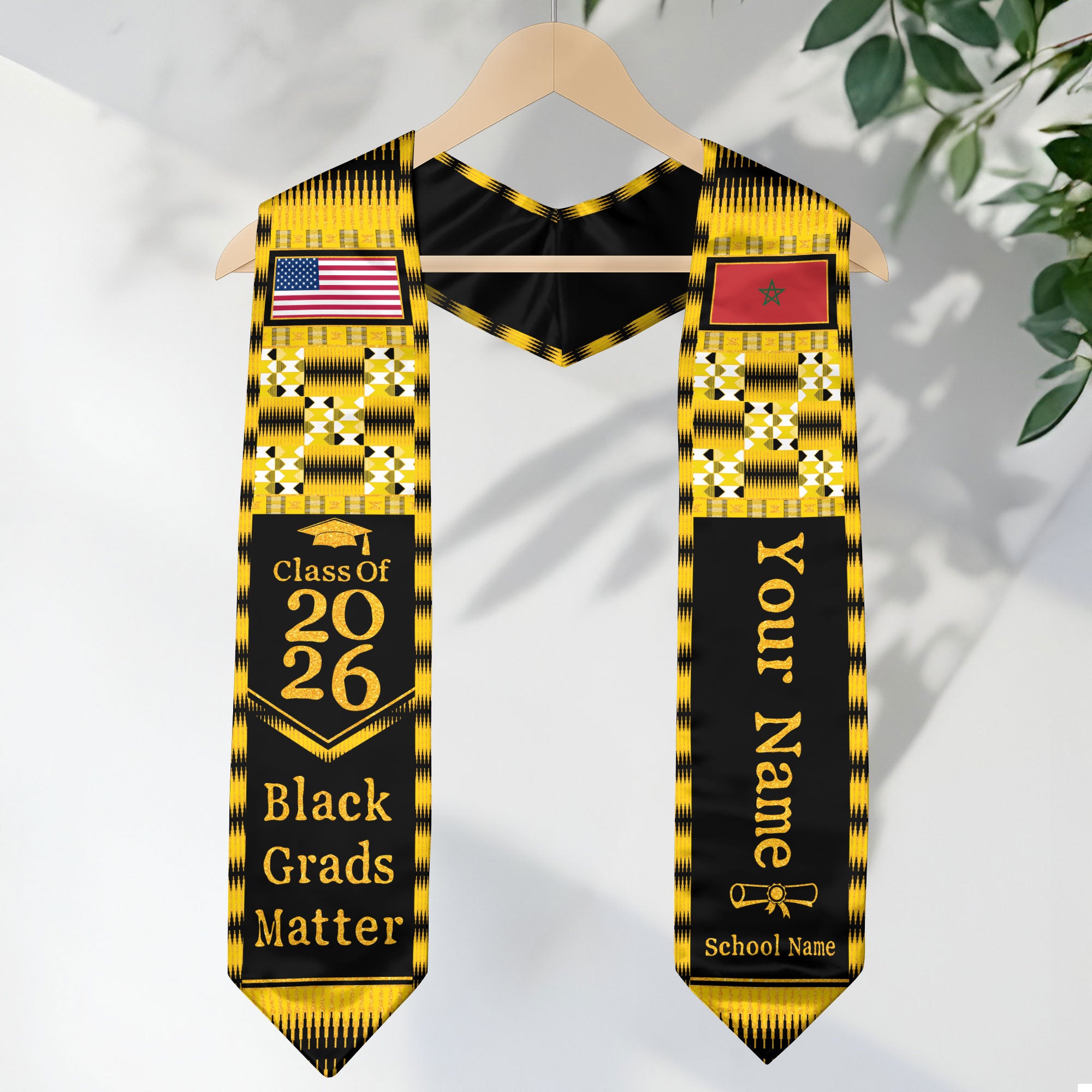 Customized Morocco Graduation Stole Featuring Heritage Flag Identity, Graduation Sash for 2026