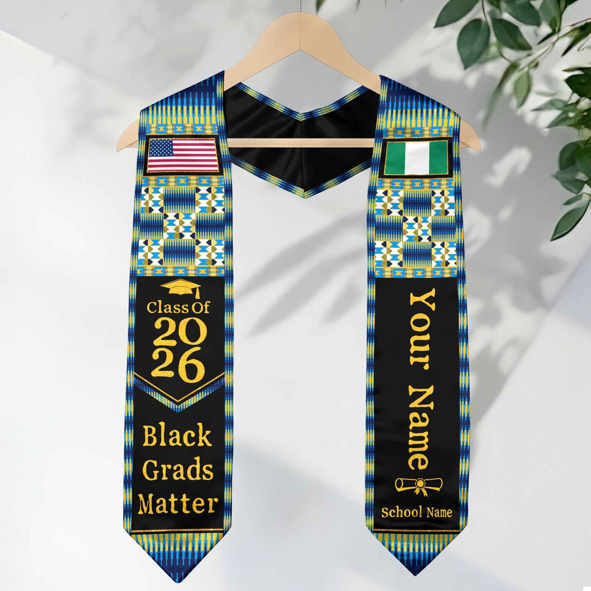 Customized Nigeria Graduation Stole Featuring Nigerian Flag Heritage Style, Graduation Sash for Class of 2026