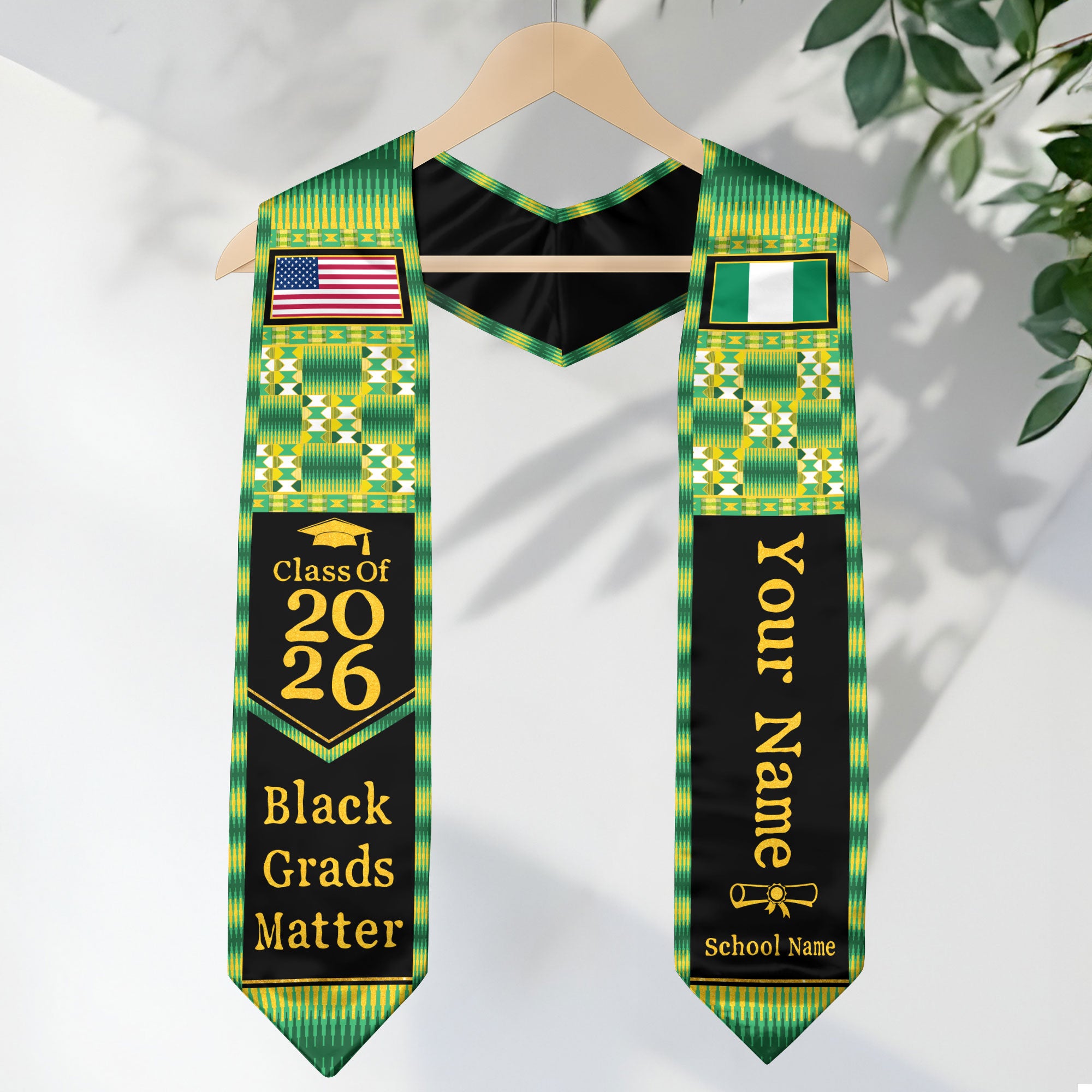 Customized Nigerian Graduation Stole with National Flag Inspired Design, Graduation Sash Class of 2026