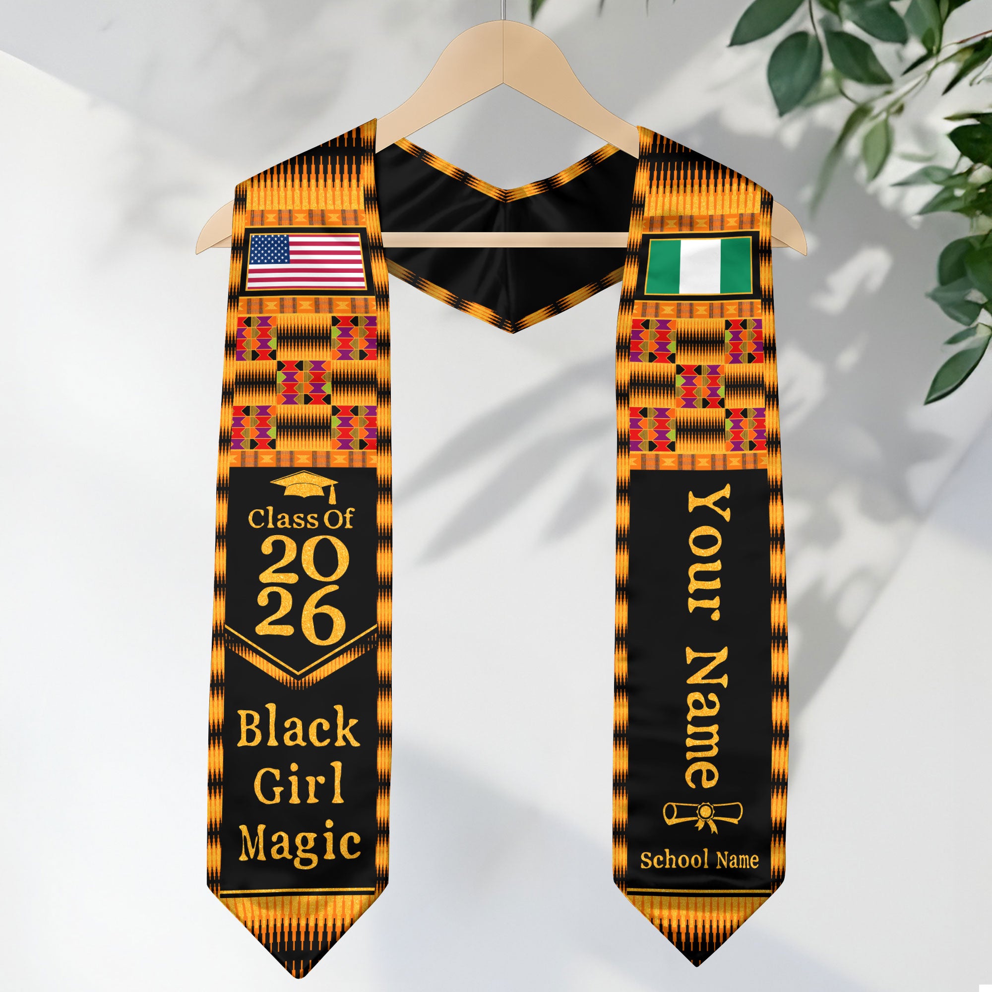 Customized Graduation Stole Nigeria Highlighting Cultural Flag Pride, Graduation Sash for Class of 2026