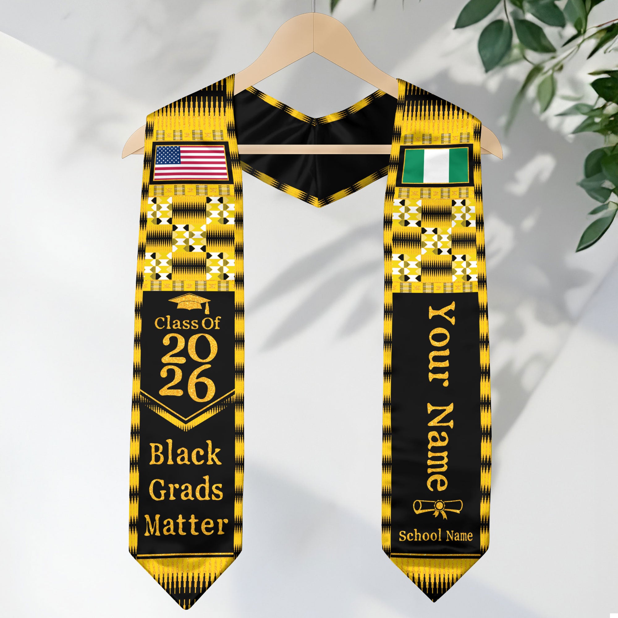 Customized Nigeria Graduation Stole Featuring Flag Identity Design, Graduation Sash for Class of 2026