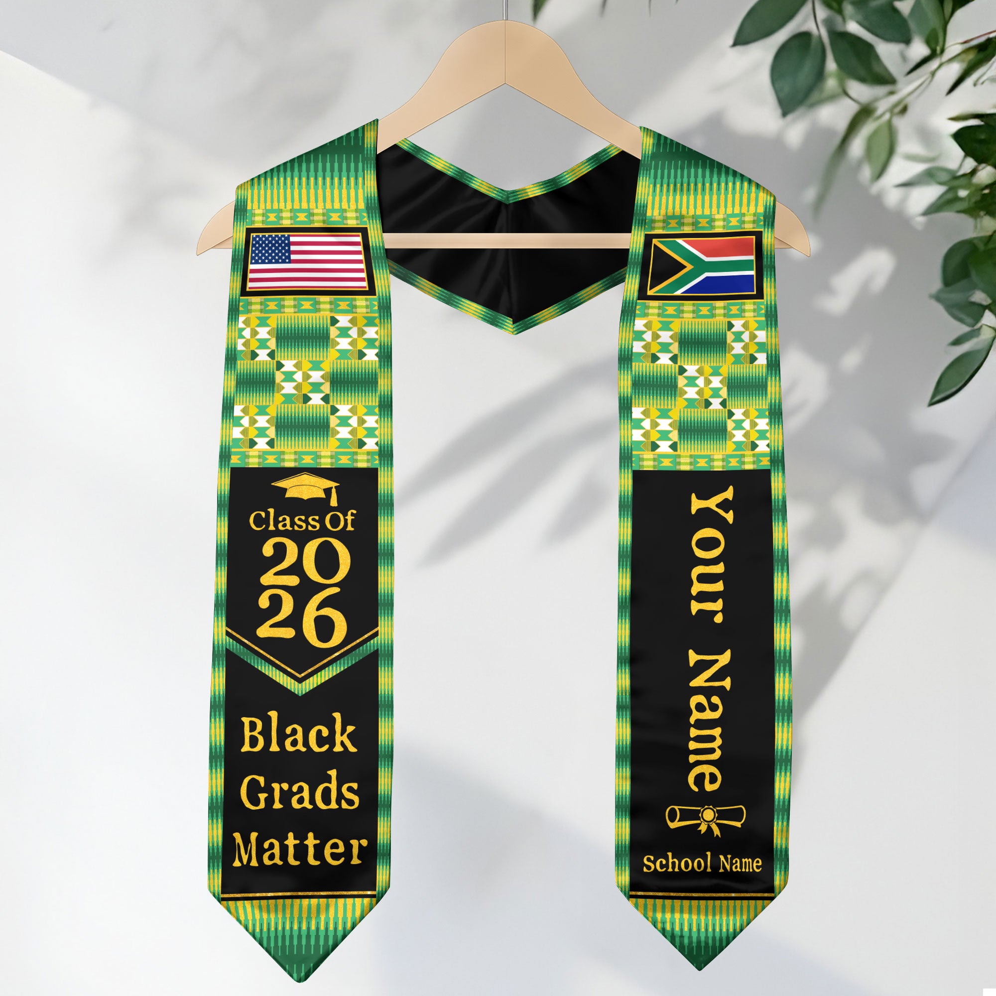 Customized South Africa Graduation Stole Featuring Cultural Flag Pride Style, Graduation Sash Class of 2026