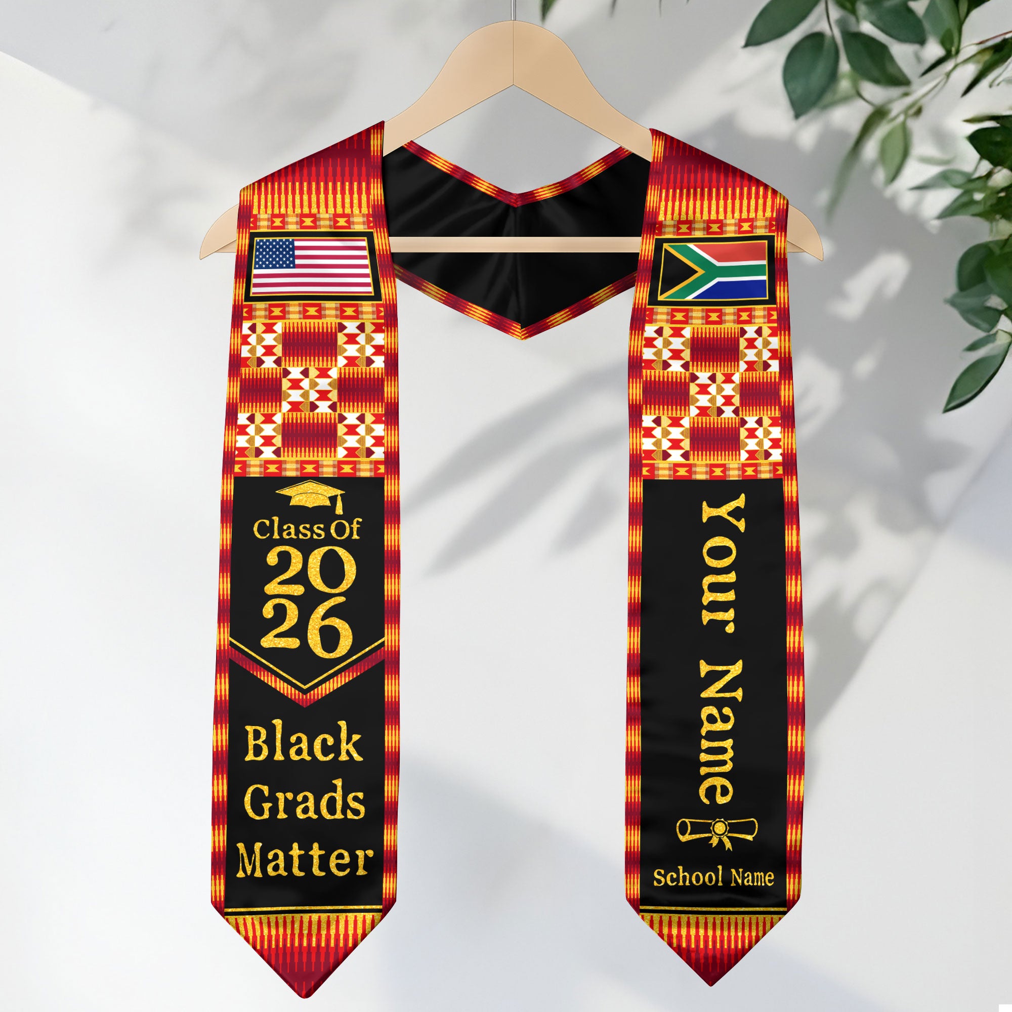 Customized South Africa Graduation Sash with Heritage Flag Motif, Ceremony Stole for Class of 2026