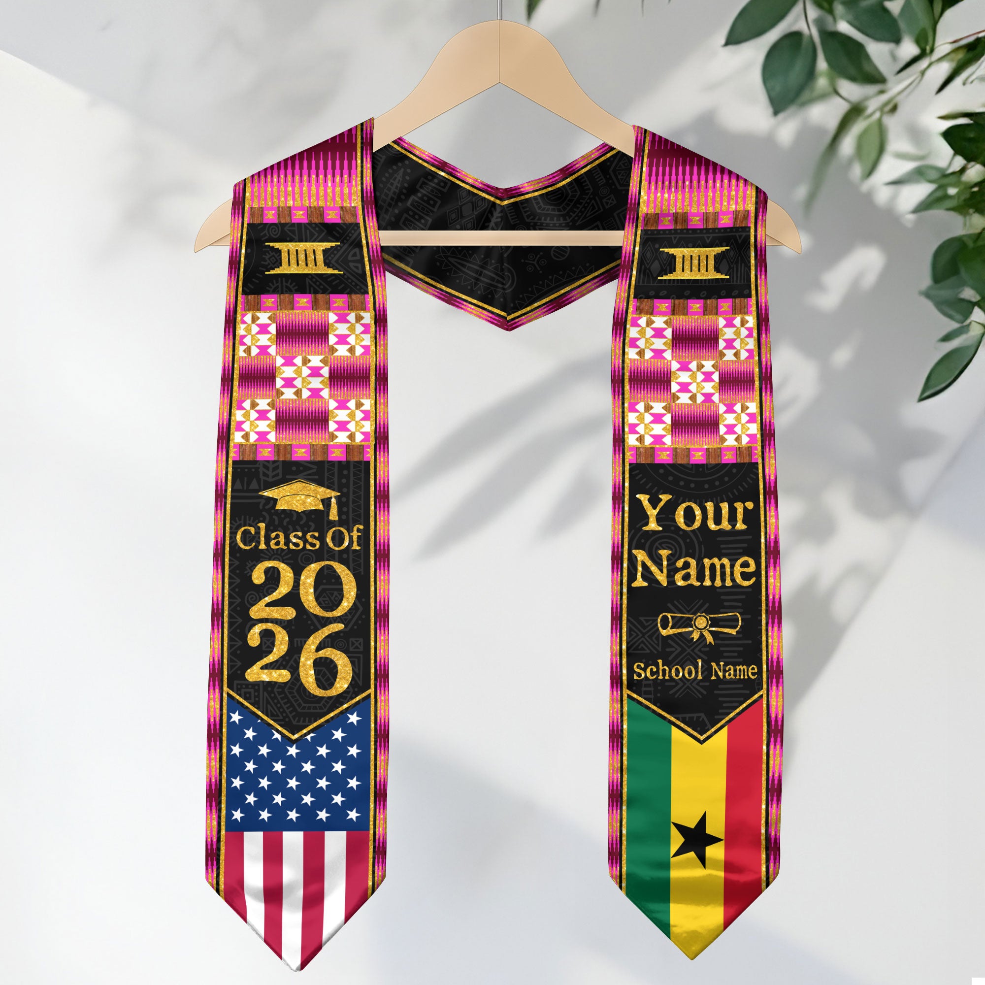 Customized Ghana Graduation Sash Highlighting Traditional Flag Accents, Ceremony Stole 2026