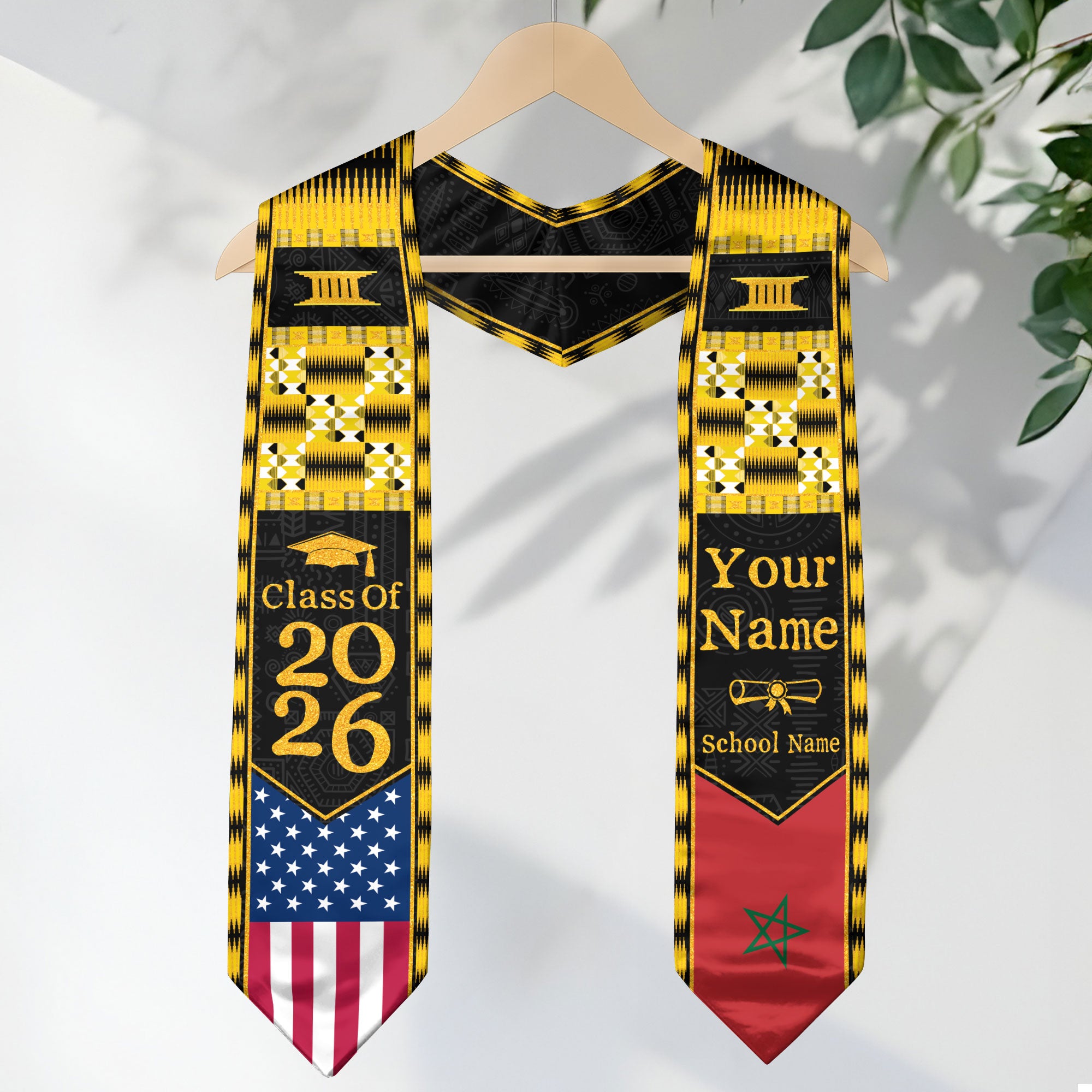 Customized Morocco Graduation Stole with Patriotic Flag Identity Style, Graduation Sash 2026