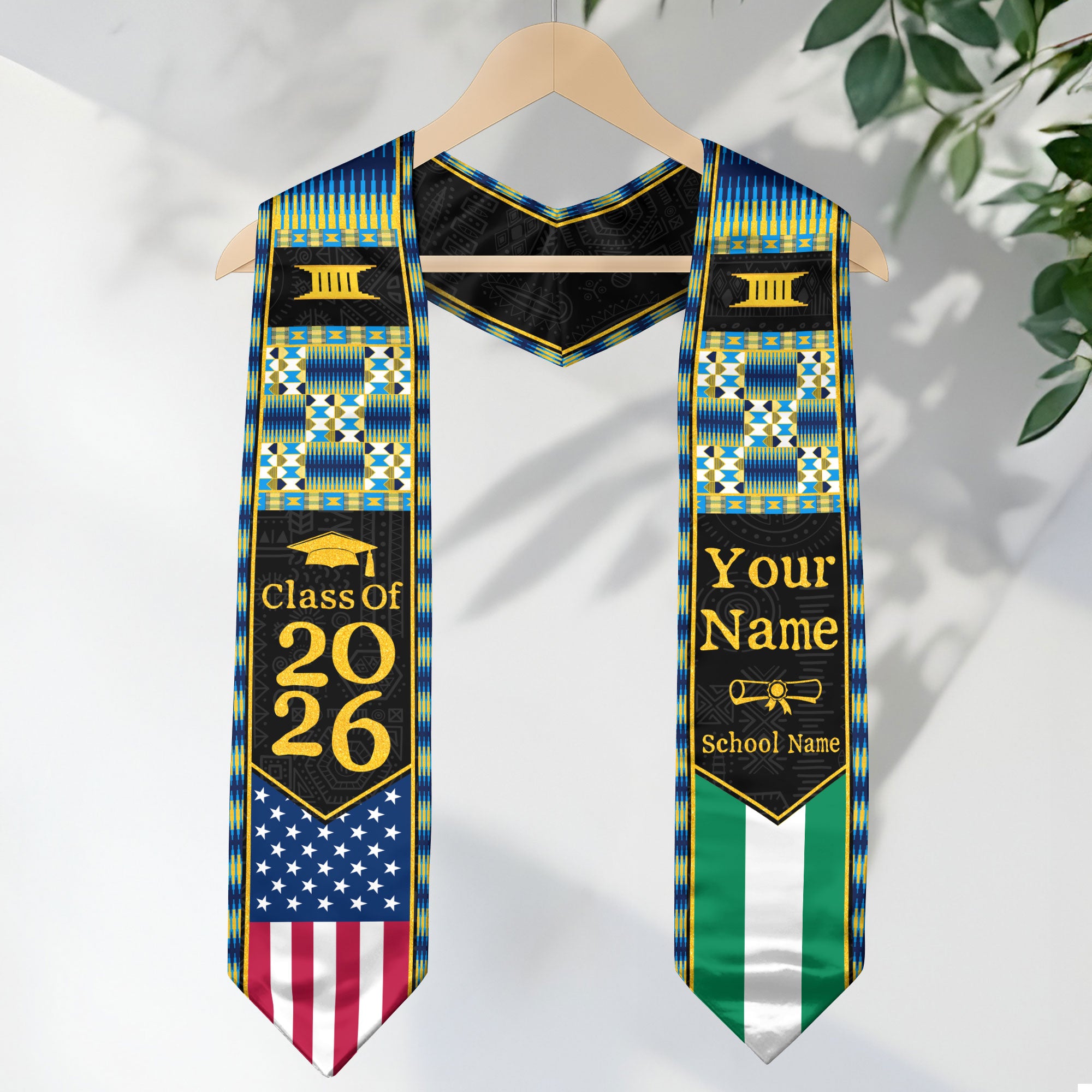 Customized Nigeria Graduation Stole Featuring Nigerian Flag Heritage Design, Graduation Sash Class of 2026