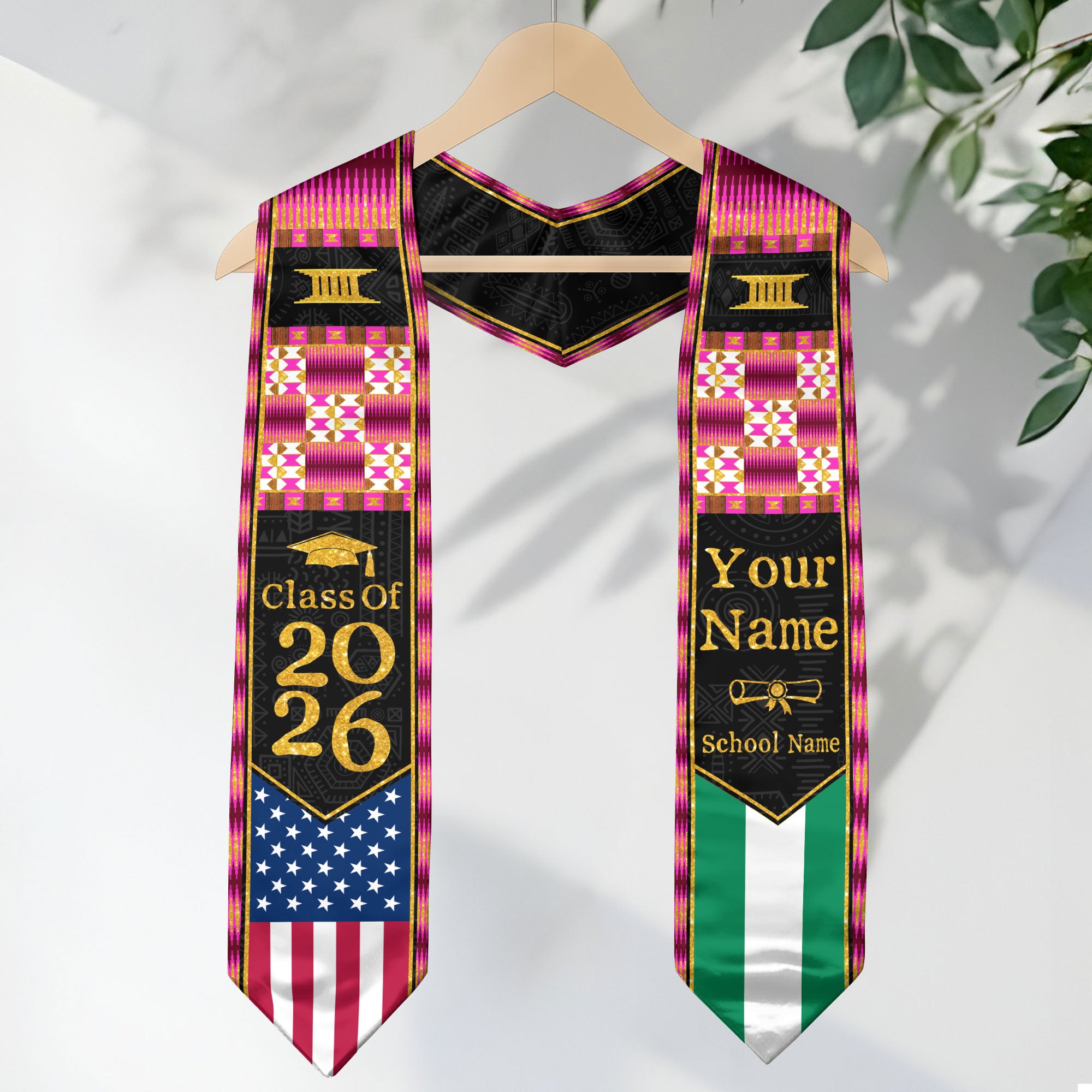 Customized Nigeria Graduation Sash Highlighting Traditional Flag Accents, Ceremony Stole 2026